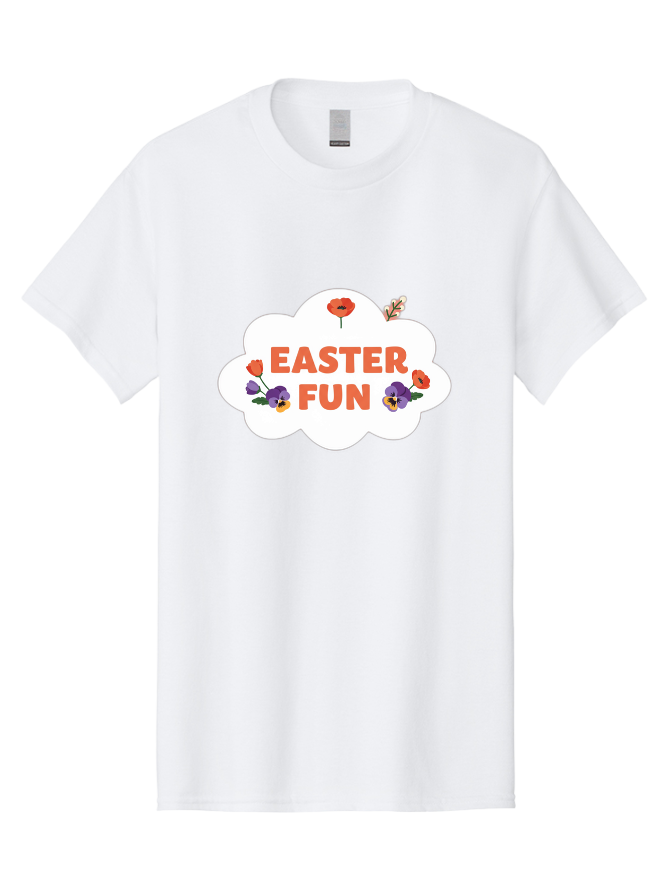 Easter-Fun Men'S Graphic Tee, 100% Cotton, Comfortable Casual Summer Wear, Machine Washable, Easter Celebration, Spring Flowers, Vibrant Colors, Floral Decorations, Easter Joy, Festive Atmosphere, Cartoon Style, Poppy Flowers, Easter Fun Baa627