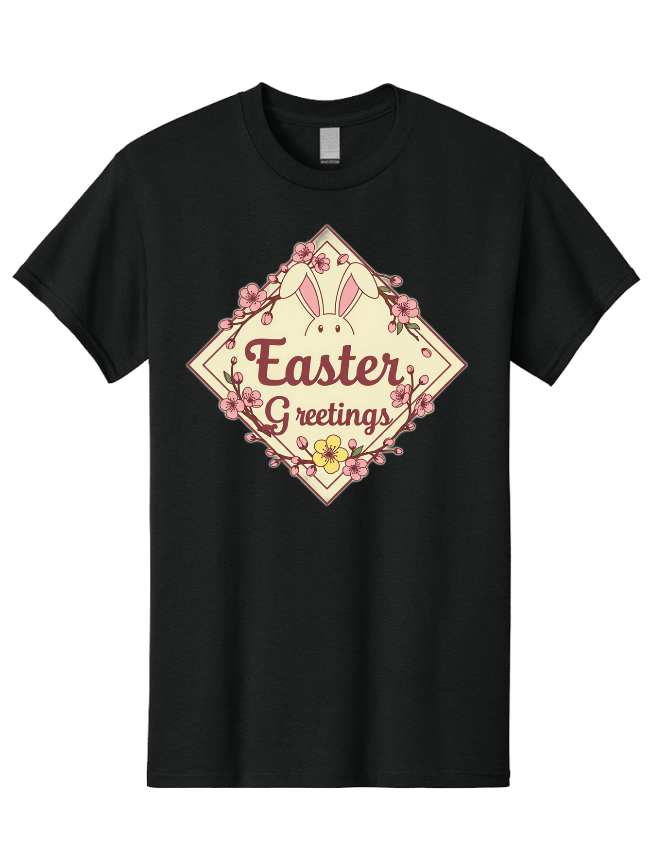 Easter-Greetings Men'S Graphic Tee, 100% Cotton, Comfortable Casual Summer Wear, Machine Washable, Easter Bunny, Easter Greetings, Floral Wreath, Pastel Colors, Spring Flowers, Easter Wishes, Festive Design Baa629