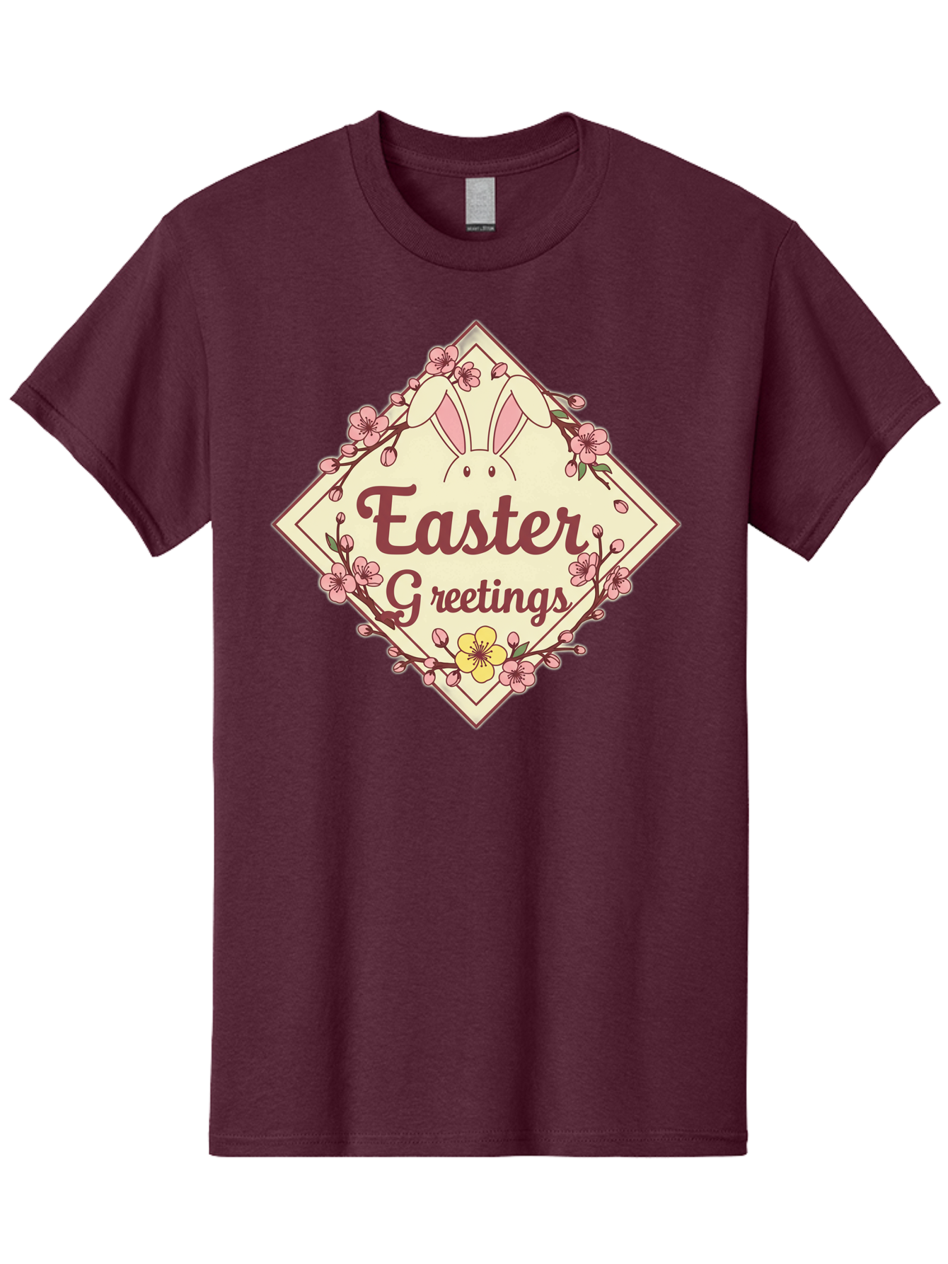 Easter-Greetings Men'S Graphic Tee, 100% Cotton, Comfortable Casual Summer Wear, Machine Washable, Easter Bunny, Easter Greetings, Floral Wreath, Pastel Colors, Spring Flowers, Easter Wishes, Festive Design Baa629