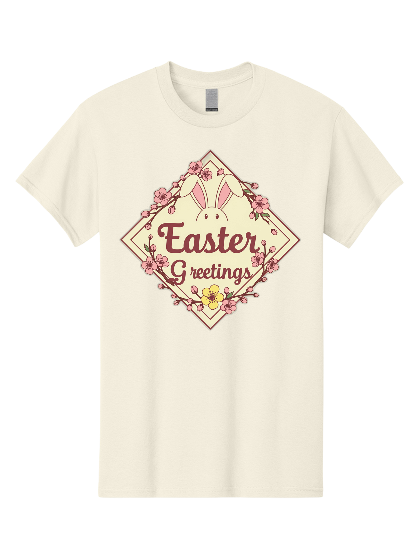 Easter-Greetings Men'S Graphic Tee, 100% Cotton, Comfortable Casual Summer Wear, Machine Washable, Easter Bunny, Easter Greetings, Floral Wreath, Pastel Colors, Spring Flowers, Easter Wishes, Festive Design Baa629