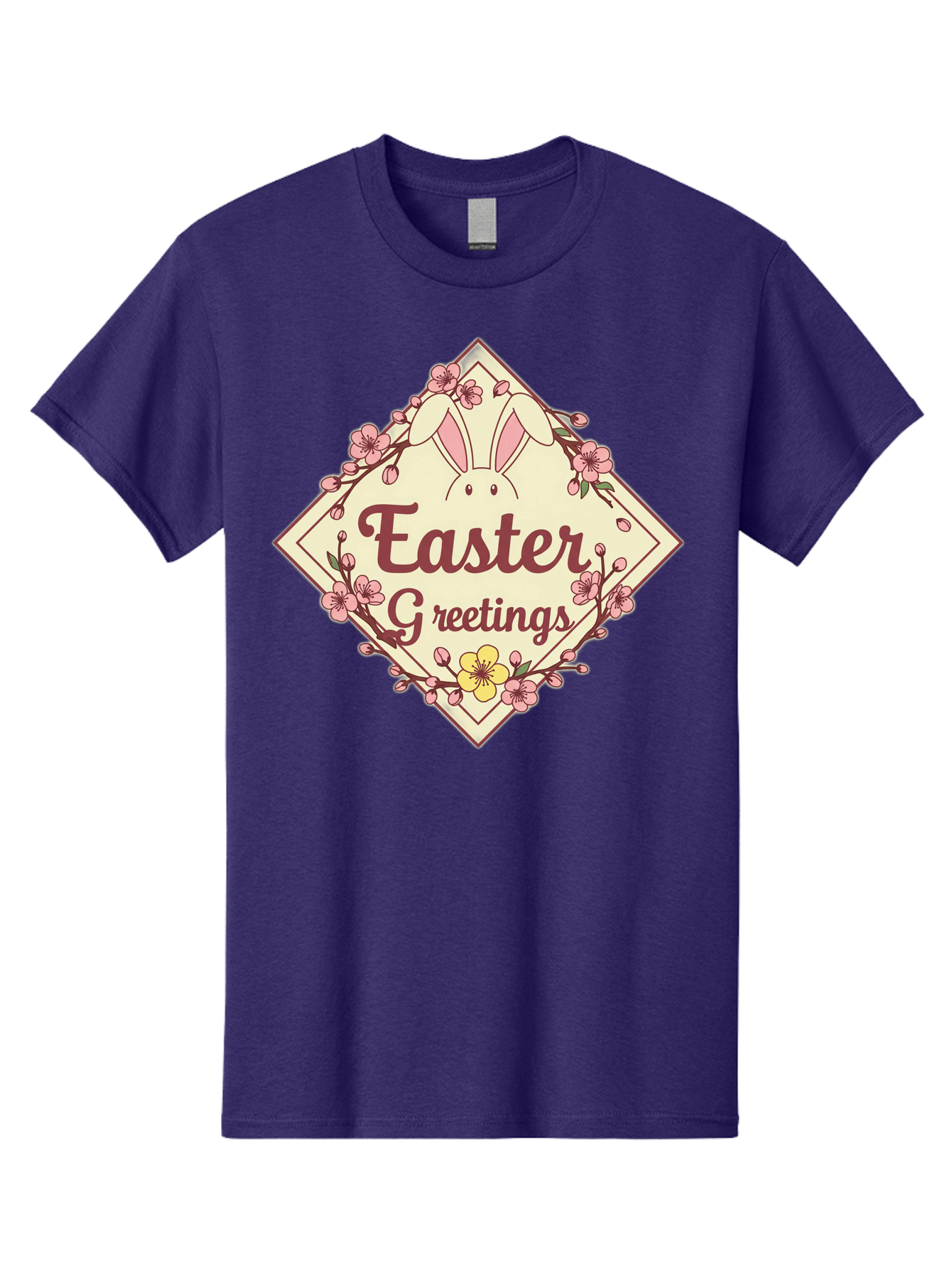 Easter-Greetings Men'S Graphic Tee, 100% Cotton, Comfortable Casual Summer Wear, Machine Washable, Easter Bunny, Easter Greetings, Floral Wreath, Pastel Colors, Spring Flowers, Easter Wishes, Festive Design Baa629