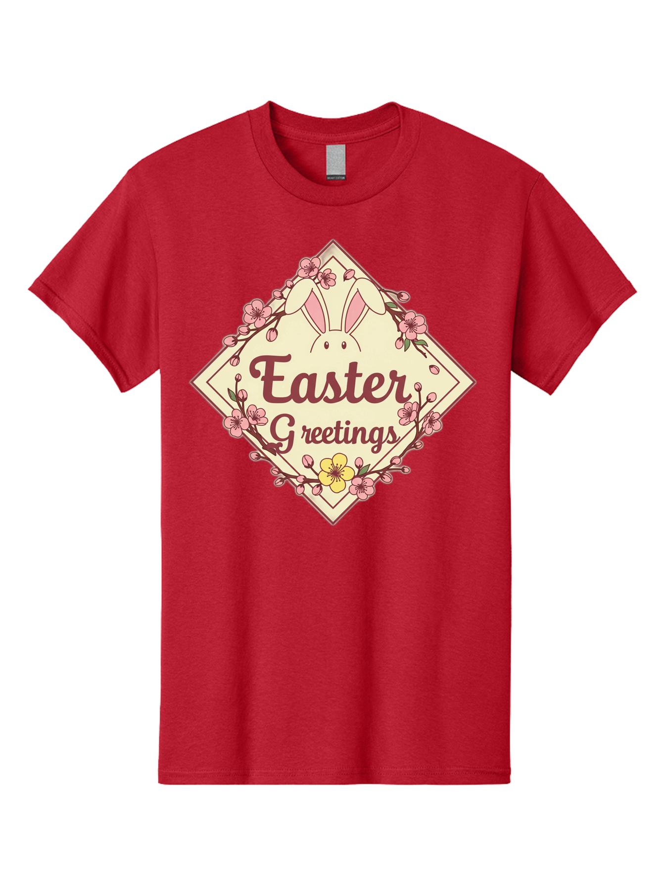 Easter-Greetings Men'S Graphic Tee, 100% Cotton, Comfortable Casual Summer Wear, Machine Washable, Easter Bunny, Easter Greetings, Floral Wreath, Pastel Colors, Spring Flowers, Easter Wishes, Festive Design Baa629
