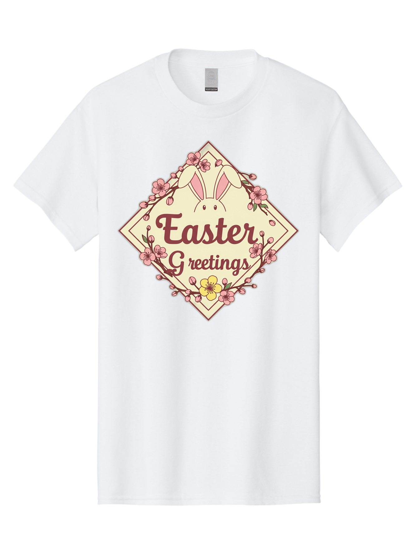 Easter-Greetings Men'S Graphic Tee, 100% Cotton, Comfortable Casual Summer Wear, Machine Washable, Easter Bunny, Easter Greetings, Floral Wreath, Pastel Colors, Spring Flowers, Easter Wishes, Festive Design Baa629