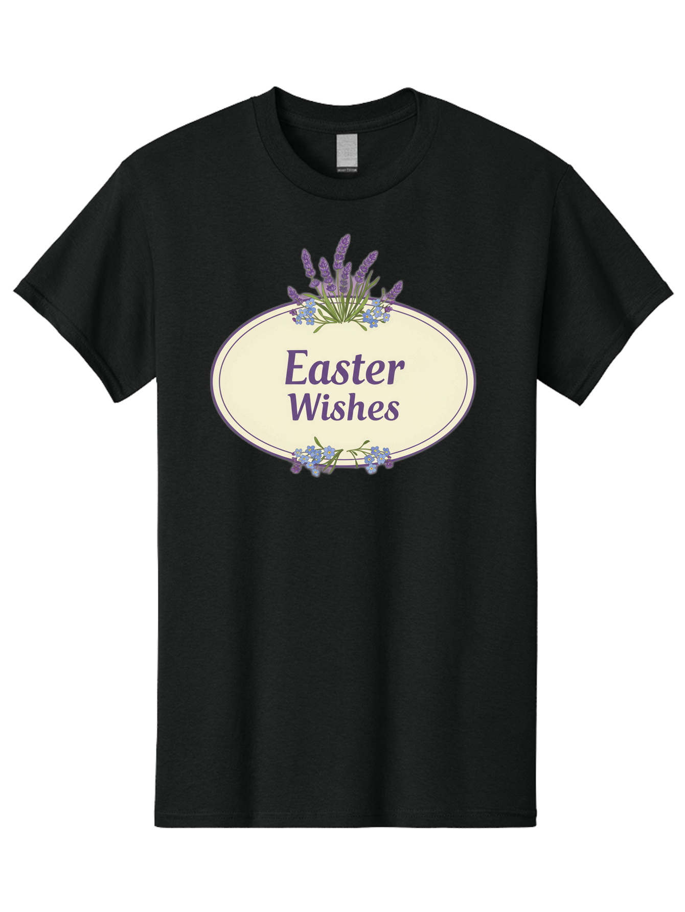 Easter-Wishes Men'S Graphic Tee, 100% Cotton, Comfortable Casual Summer Wear, Machine Washable, Easter Wishes, Easter Greeting Card, Spring Flowers, Floral Decoration, Purple Flowers, Lavender, Easter Message, Holiday Card, Festive Design, Baa635