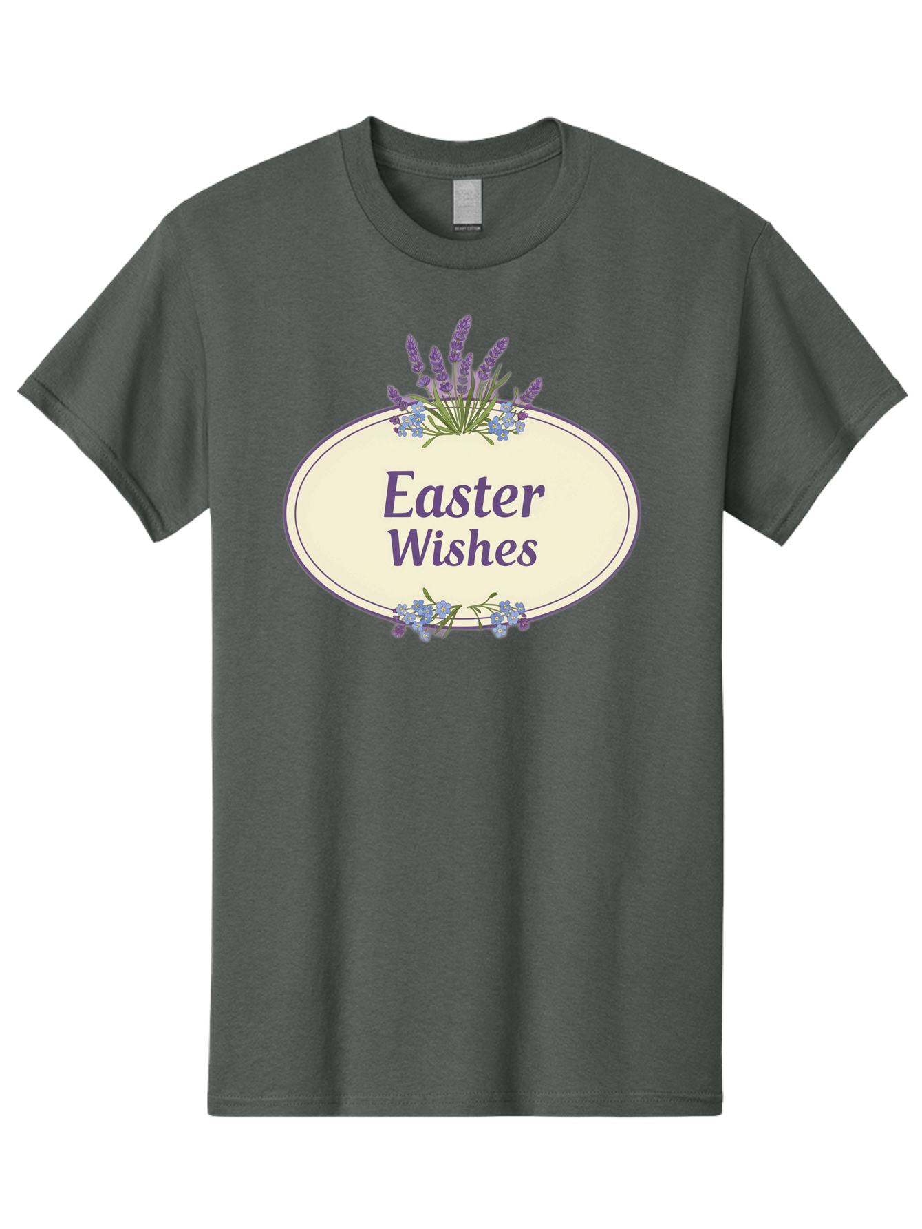 Easter-Wishes Men'S Graphic Tee, 100% Cotton, Comfortable Casual Summer Wear, Machine Washable, Easter Wishes, Easter Greeting Card, Spring Flowers, Floral Decoration, Purple Flowers, Lavender, Easter Message, Holiday Card, Festive Design, Baa635
