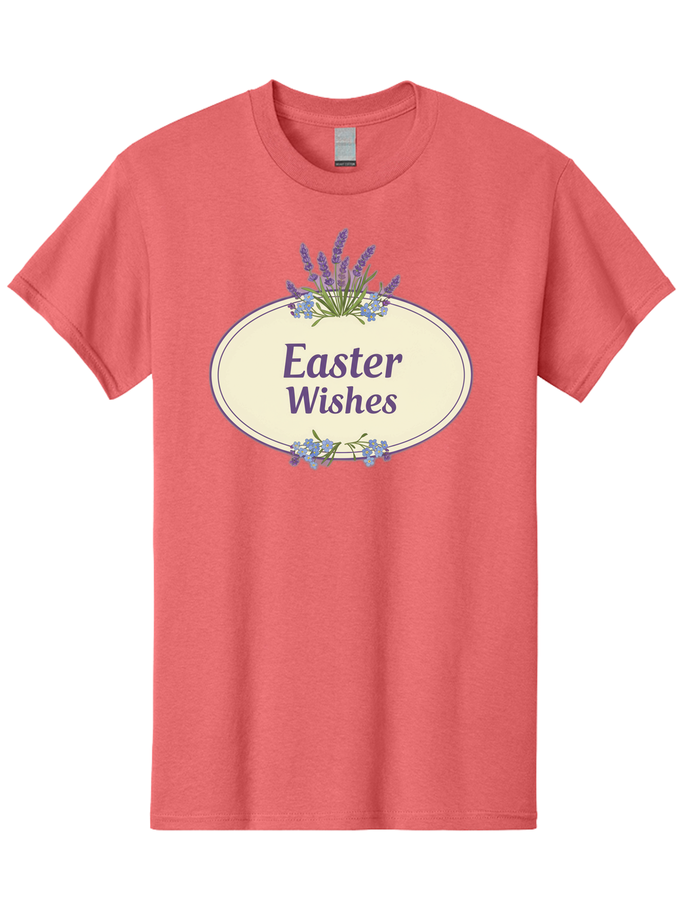 Easter-Wishes Men'S Graphic Tee, 100% Cotton, Comfortable Casual Summer Wear, Machine Washable, Easter Wishes, Easter Greeting Card, Spring Flowers, Floral Decoration, Purple Flowers, Lavender, Easter Message, Holiday Card, Festive Design, Baa635