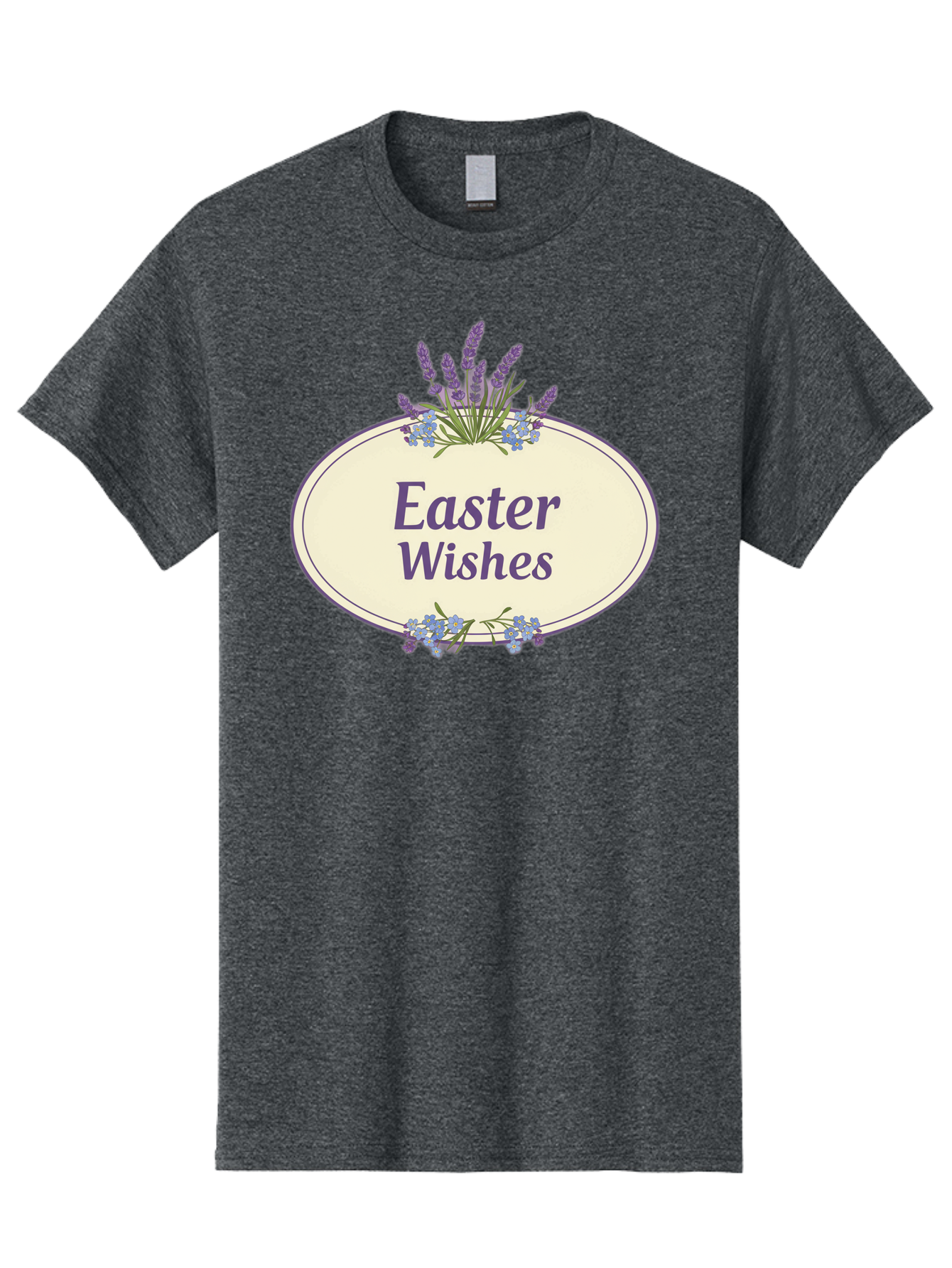 Easter-Wishes Men'S Graphic Tee, 100% Cotton, Comfortable Casual Summer Wear, Machine Washable, Easter Wishes, Easter Greeting Card, Spring Flowers, Floral Decoration, Purple Flowers, Lavender, Easter Message, Holiday Card, Festive Design, Baa635