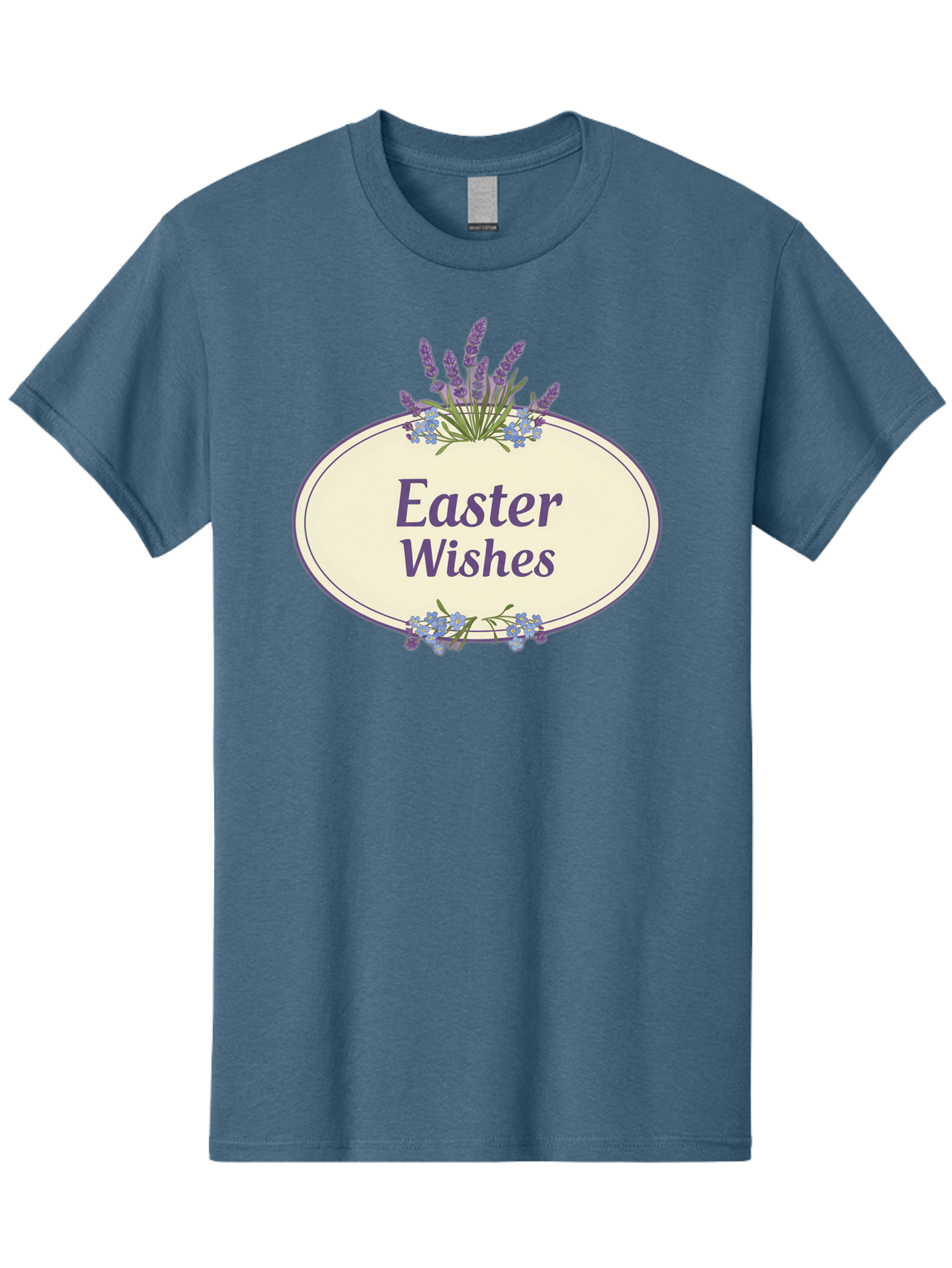 Easter-Wishes Men'S Graphic Tee, 100% Cotton, Comfortable Casual Summer Wear, Machine Washable, Easter Wishes, Easter Greeting Card, Spring Flowers, Floral Decoration, Purple Flowers, Lavender, Easter Message, Holiday Card, Festive Design, Baa635