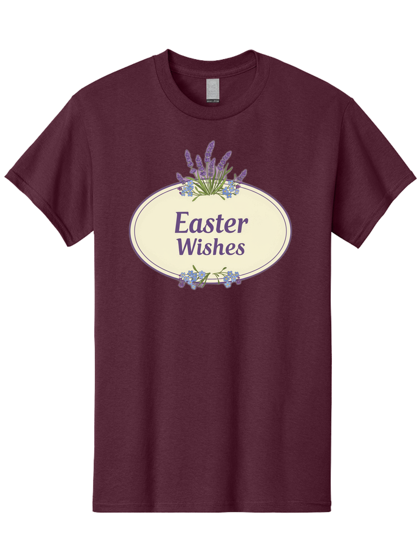Easter-Wishes Men'S Graphic Tee, 100% Cotton, Comfortable Casual Summer Wear, Machine Washable, Easter Wishes, Easter Greeting Card, Spring Flowers, Floral Decoration, Purple Flowers, Lavender, Easter Message, Holiday Card, Festive Design, Baa635