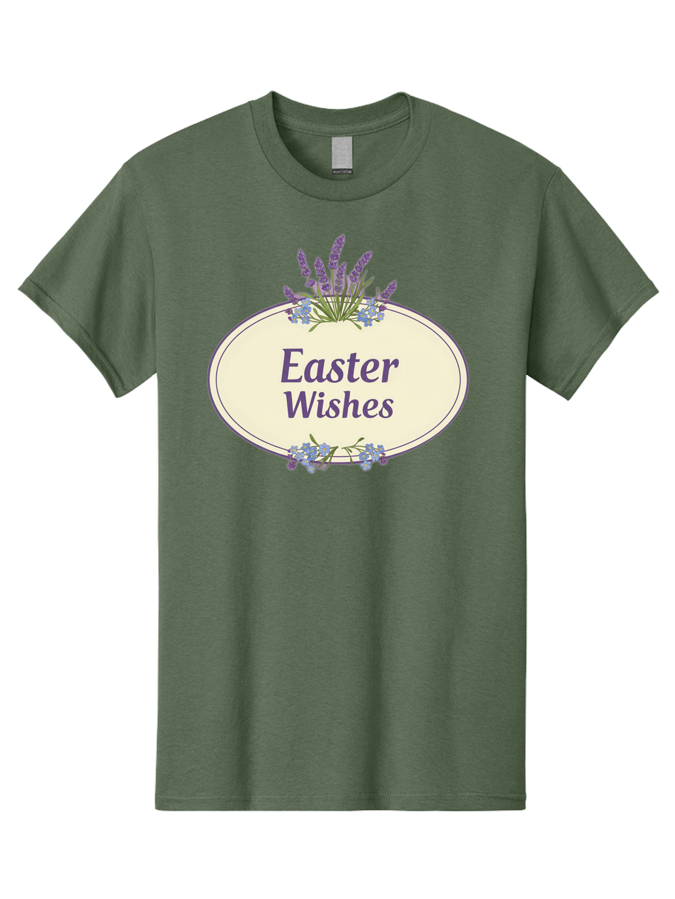 Easter-Wishes Men'S Graphic Tee, 100% Cotton, Comfortable Casual Summer Wear, Machine Washable, Easter Wishes, Easter Greeting Card, Spring Flowers, Floral Decoration, Purple Flowers, Lavender, Easter Message, Holiday Card, Festive Design, Baa635