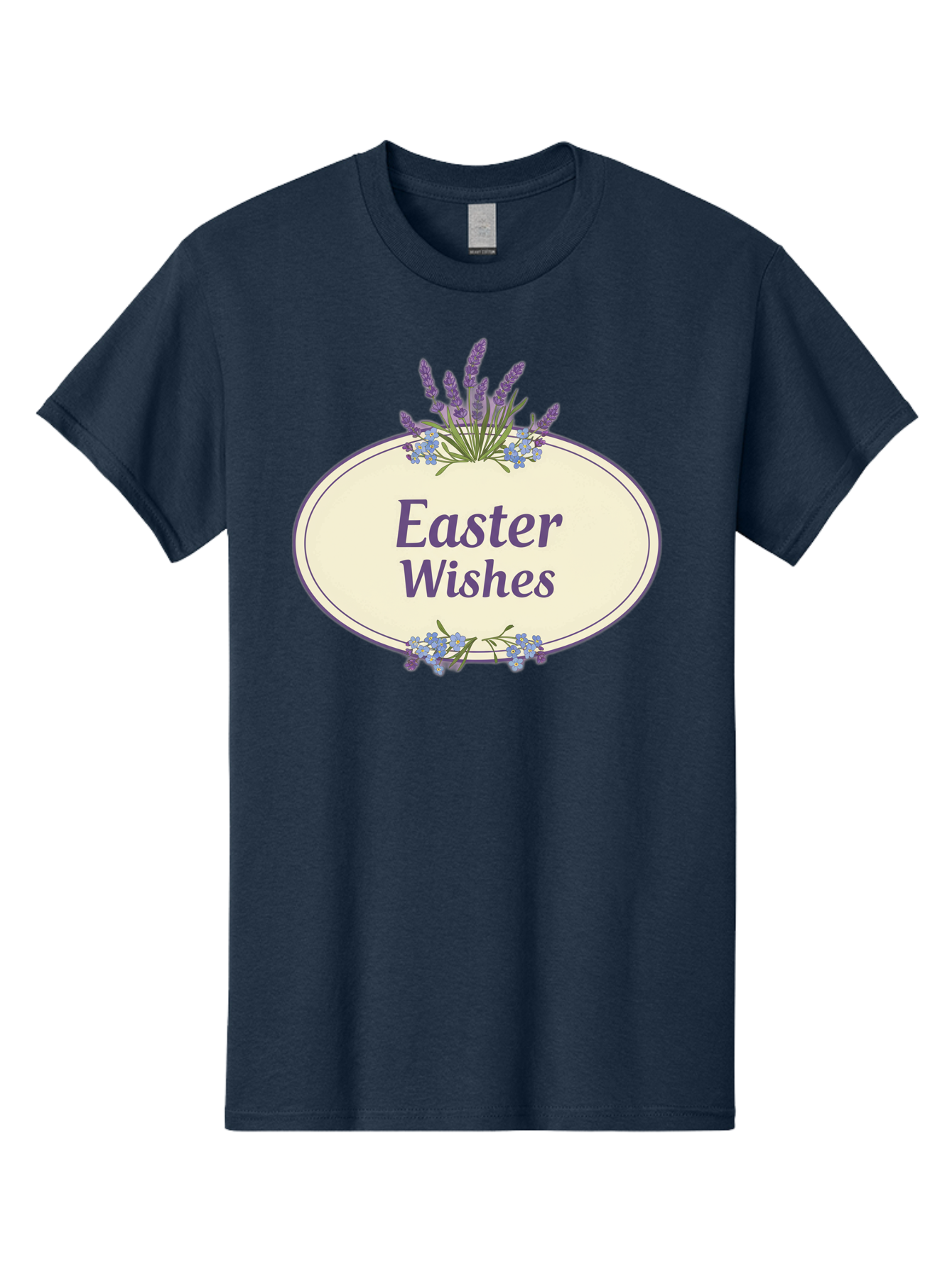 Easter-Wishes Men'S Graphic Tee, 100% Cotton, Comfortable Casual Summer Wear, Machine Washable, Easter Wishes, Easter Greeting Card, Spring Flowers, Floral Decoration, Purple Flowers, Lavender, Easter Message, Holiday Card, Festive Design, Baa635