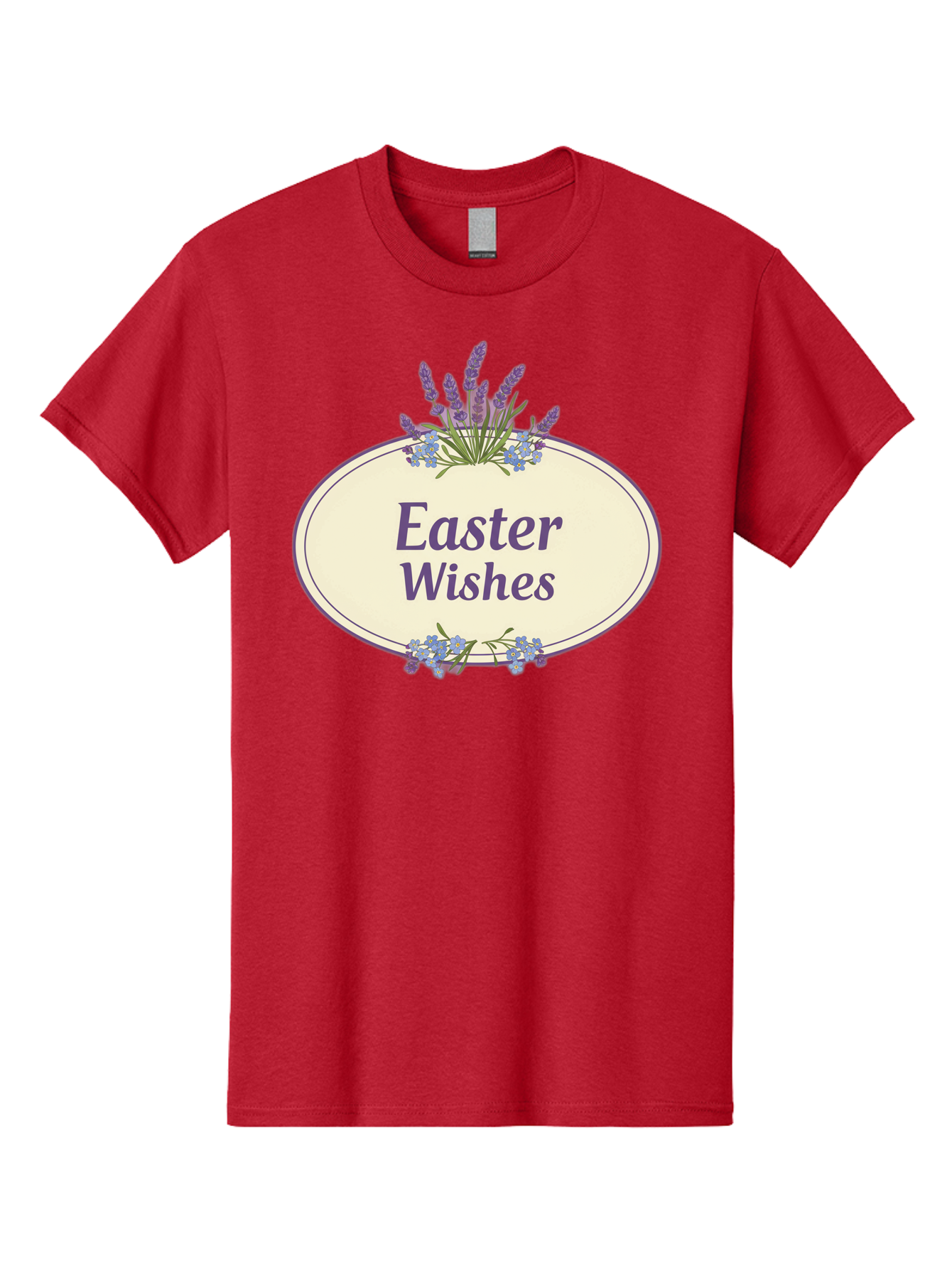 Easter-Wishes Men'S Graphic Tee, 100% Cotton, Comfortable Casual Summer Wear, Machine Washable, Easter Wishes, Easter Greeting Card, Spring Flowers, Floral Decoration, Purple Flowers, Lavender, Easter Message, Holiday Card, Festive Design, Baa635