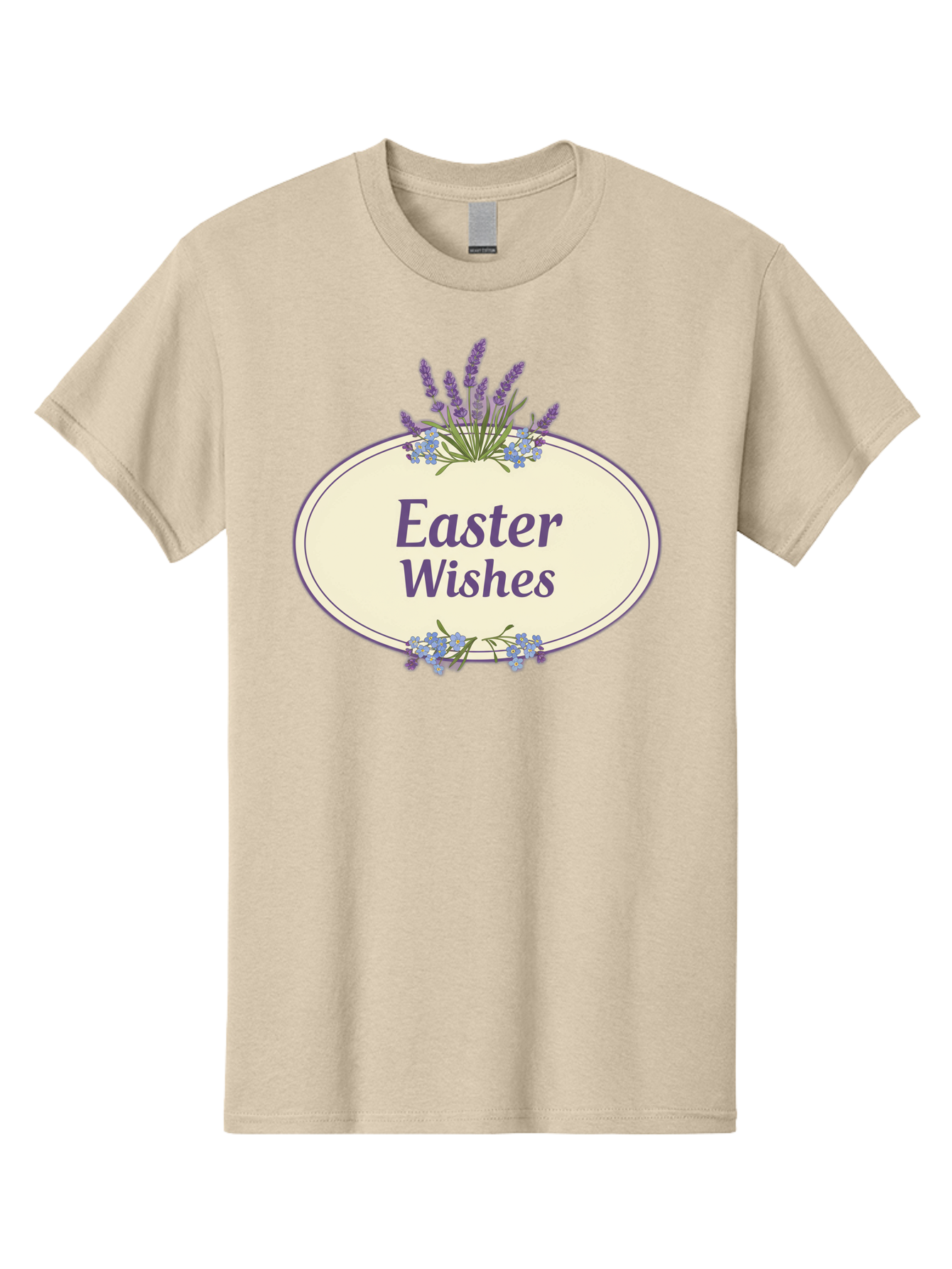 Easter-Wishes Men'S Graphic Tee, 100% Cotton, Comfortable Casual Summer Wear, Machine Washable, Easter Wishes, Easter Greeting Card, Spring Flowers, Floral Decoration, Purple Flowers, Lavender, Easter Message, Holiday Card, Festive Design, Baa635