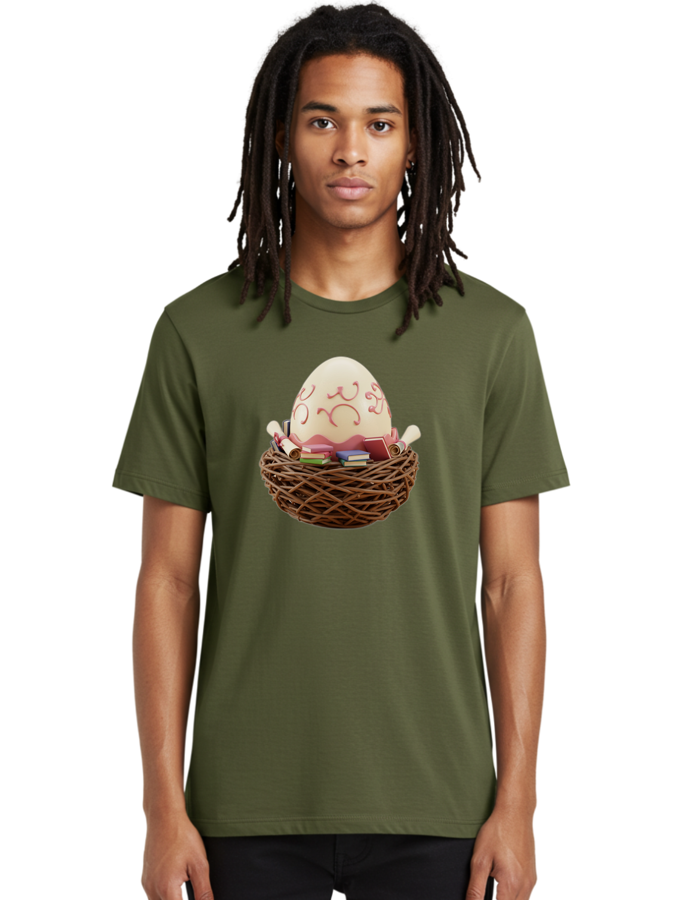 Education-Egg Men'S Graphic Tee, 100% Cotton, Comfortable Casual Summer Wear, Machine Washable, Egg With School Supplies, School Books, Pencils, Education Concept, Learning Materials, Creative Idea, Studying, Academic Resources, Baa638