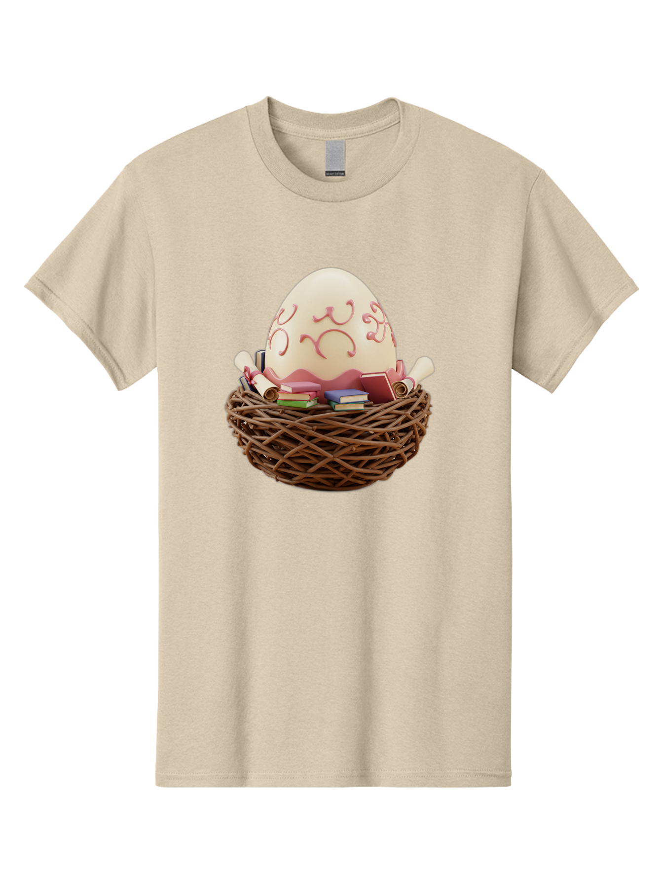 Education-Egg Men'S Graphic Tee, 100% Cotton, Comfortable Casual Summer Wear, Machine Washable, Egg With School Supplies, School Books, Pencils, Education Concept, Learning Materials, Creative Idea, Studying, Academic Resources, Baa638