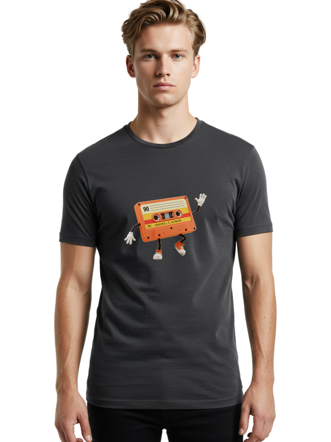 Electric-Eytopia-90 Men'S Graphic Tee, 100% Cotton, Comfortable Casual Summer Wear, Machine Washable, Retro Cassette Tape, Vintage Music, Nostalgic Charm, 90S Music, Cassette Culture, Music Nostalgia, Retro Vibe, Electric Ex-Patio Baa642