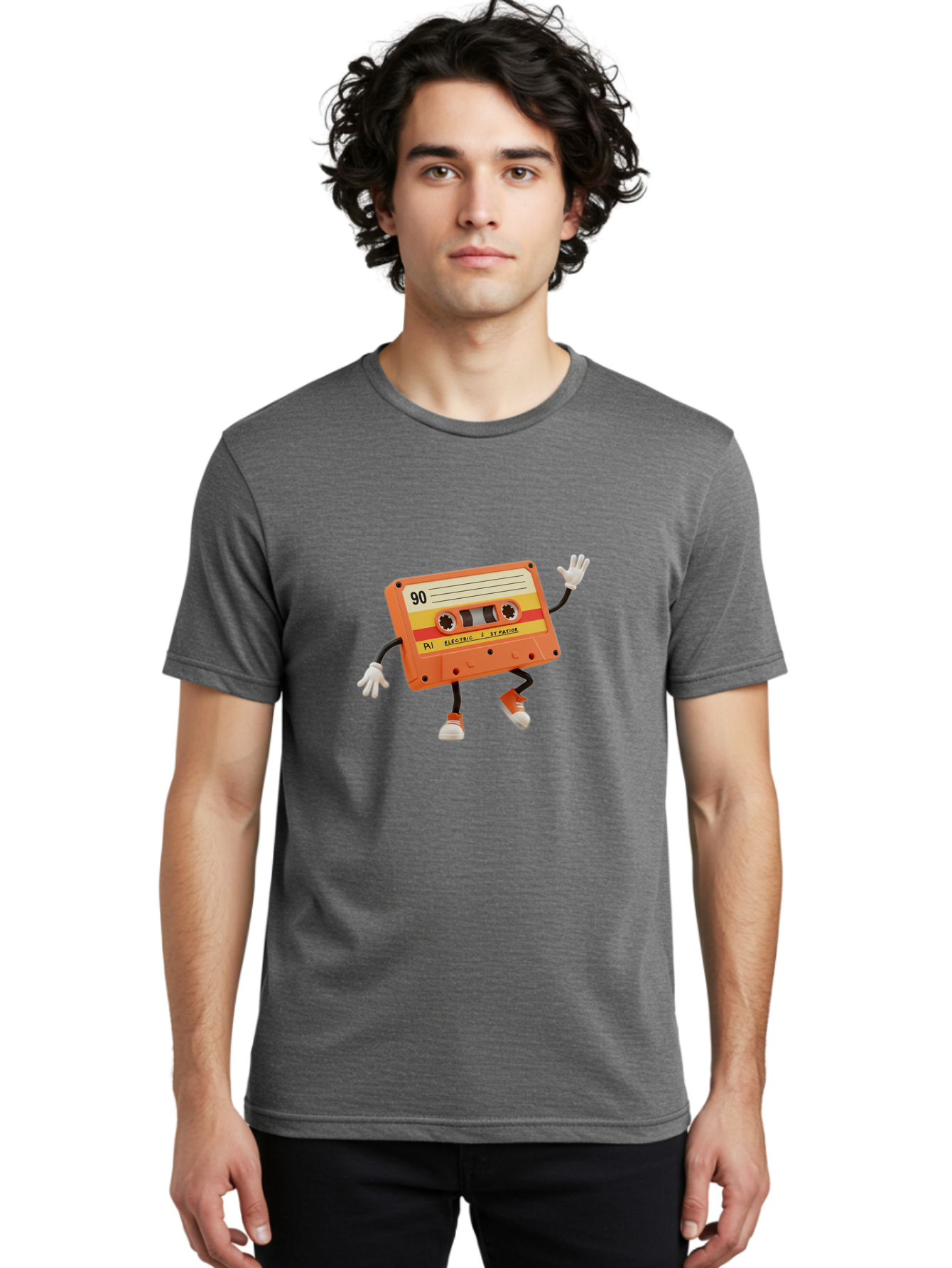 Electric-Eytopia-90 Men'S Graphic Tee, 100% Cotton, Comfortable Casual Summer Wear, Machine Washable, Retro Cassette Tape, Vintage Music, Nostalgic Charm, 90S Music, Cassette Culture, Music Nostalgia, Retro Vibe, Electric Ex-Patio Baa642