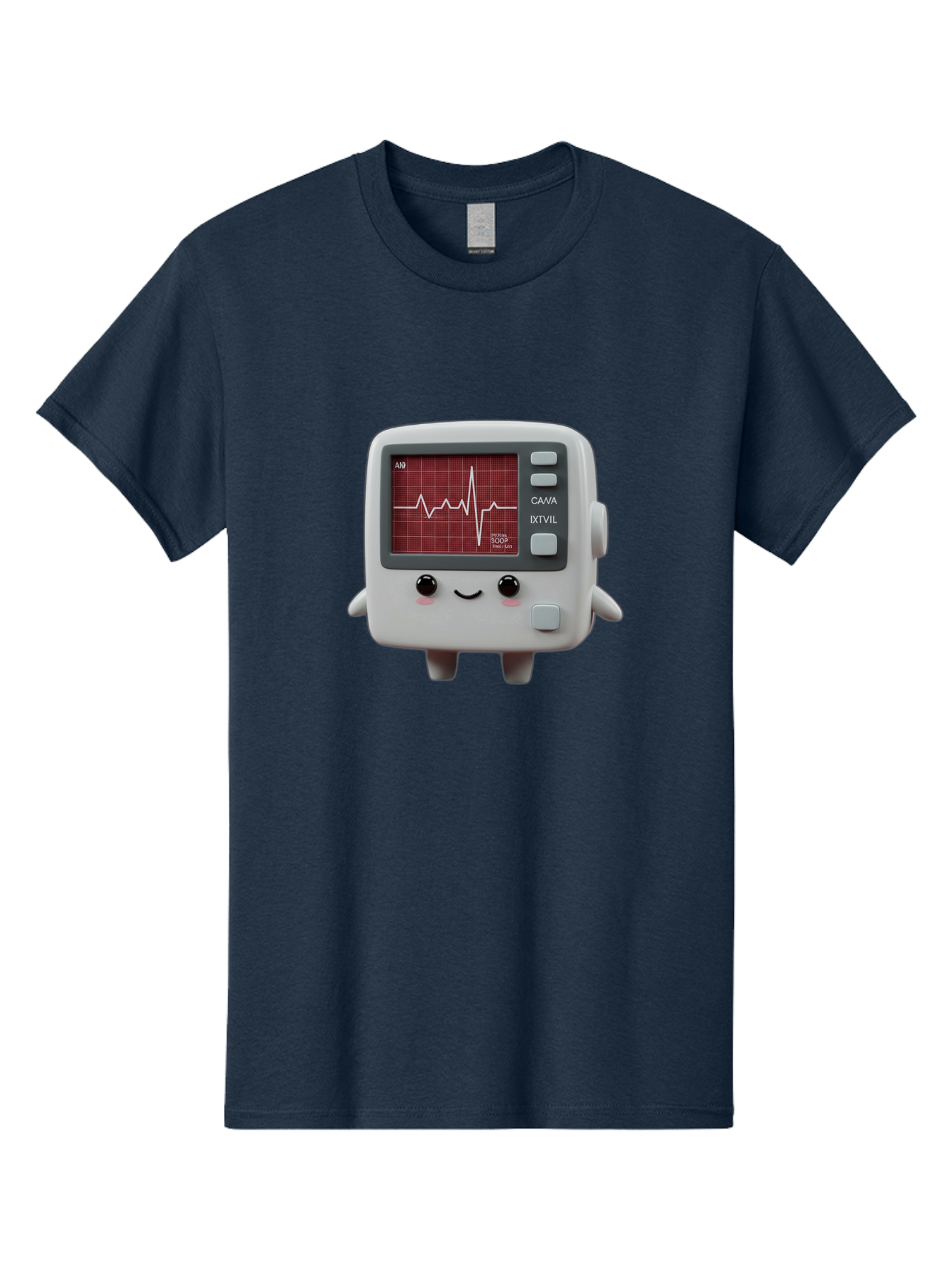 Electrocardiogram-Device Men'S Graphic Tee, 100% Cotton, Comfortable Casual Summer Wear, Machine Washable, Ecg Monitor, Heart Rate Graph, Medical Device, Cute Design, Cartoon Style, Ecg Reading, Cardiac Rhythm, Medical Technology Baa643