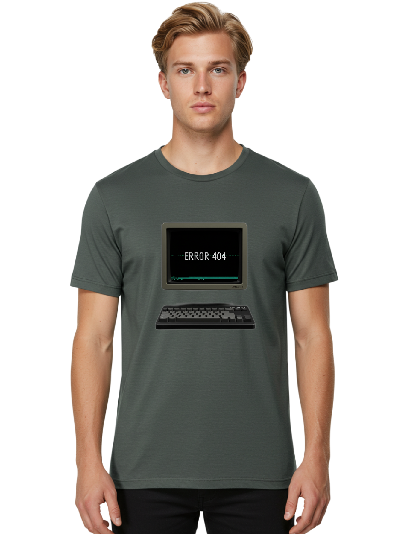 Error-404 Men'S Graphic Tee, 100% Cotton, Comfortable Casual Summer Wear, Machine Washable, Error 404 Message, Computer Monitor, Keyboard, Old Computer, Retro Technology, Error Screen, 404 Page Not Found, Vintage Computer Hardware, Baa652
