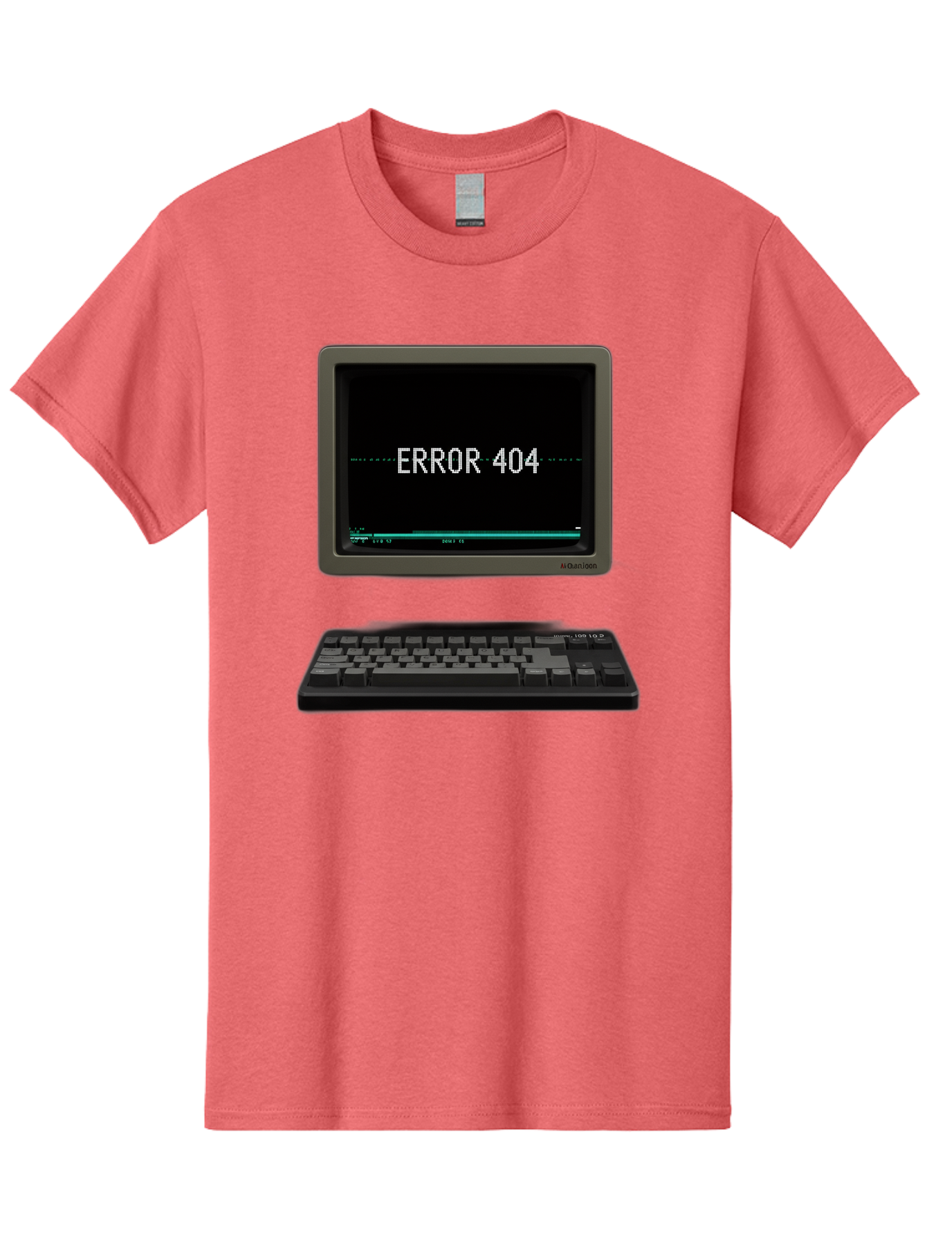 Error-404 Men'S Graphic Tee, 100% Cotton, Comfortable Casual Summer Wear, Machine Washable, Error 404 Message, Computer Monitor, Keyboard, Old Computer, Retro Technology, Error Screen, 404 Page Not Found, Vintage Computer Hardware, Baa652