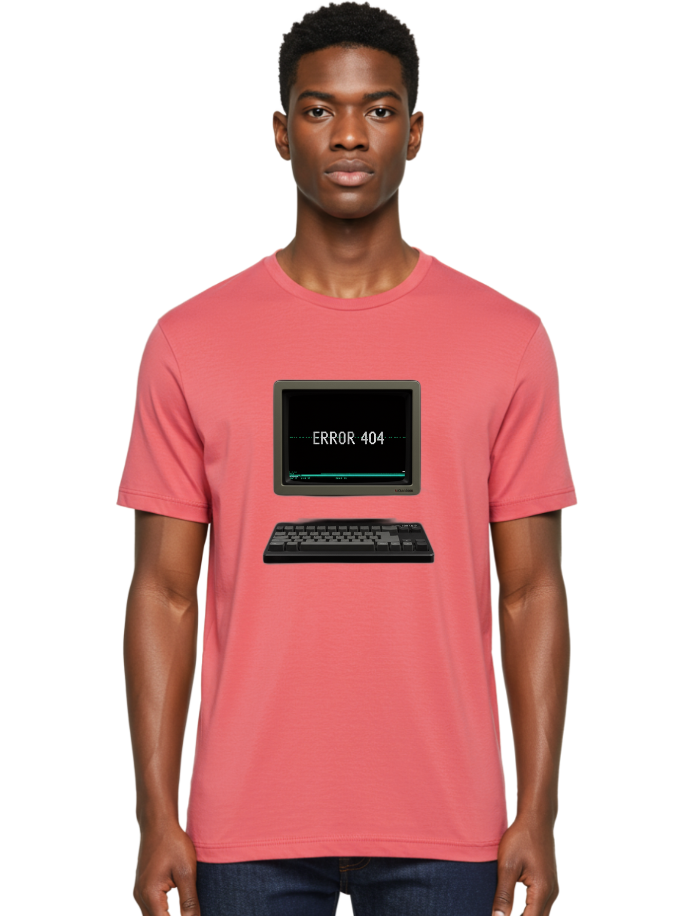 Error-404 Men'S Graphic Tee, 100% Cotton, Comfortable Casual Summer Wear, Machine Washable, Error 404 Message, Computer Monitor, Keyboard, Old Computer, Retro Technology, Error Screen, 404 Page Not Found, Vintage Computer Hardware, Baa652