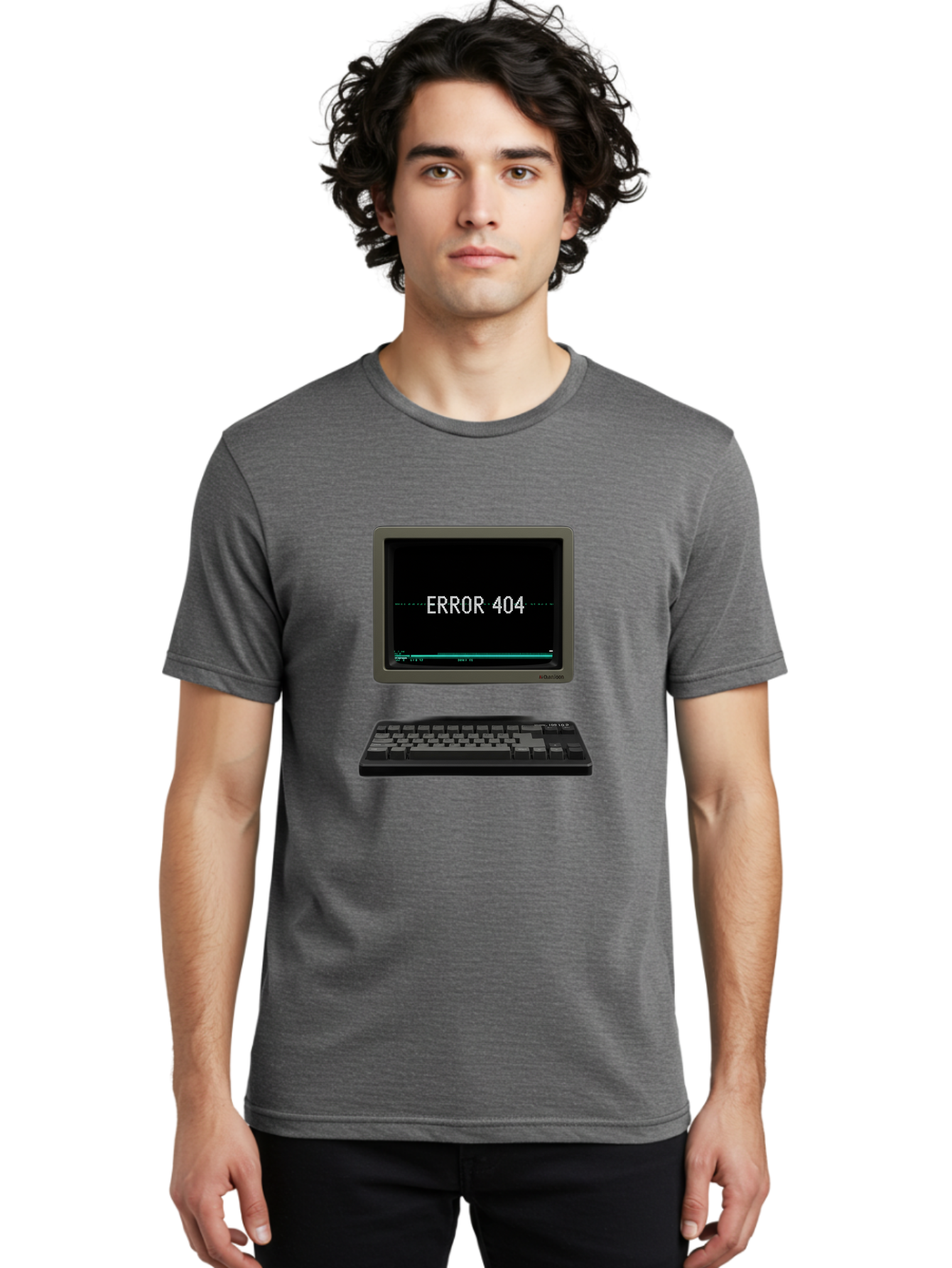 Error-404 Men'S Graphic Tee, 100% Cotton, Comfortable Casual Summer Wear, Machine Washable, Error 404 Message, Computer Monitor, Keyboard, Old Computer, Retro Technology, Error Screen, 404 Page Not Found, Vintage Computer Hardware, Baa652