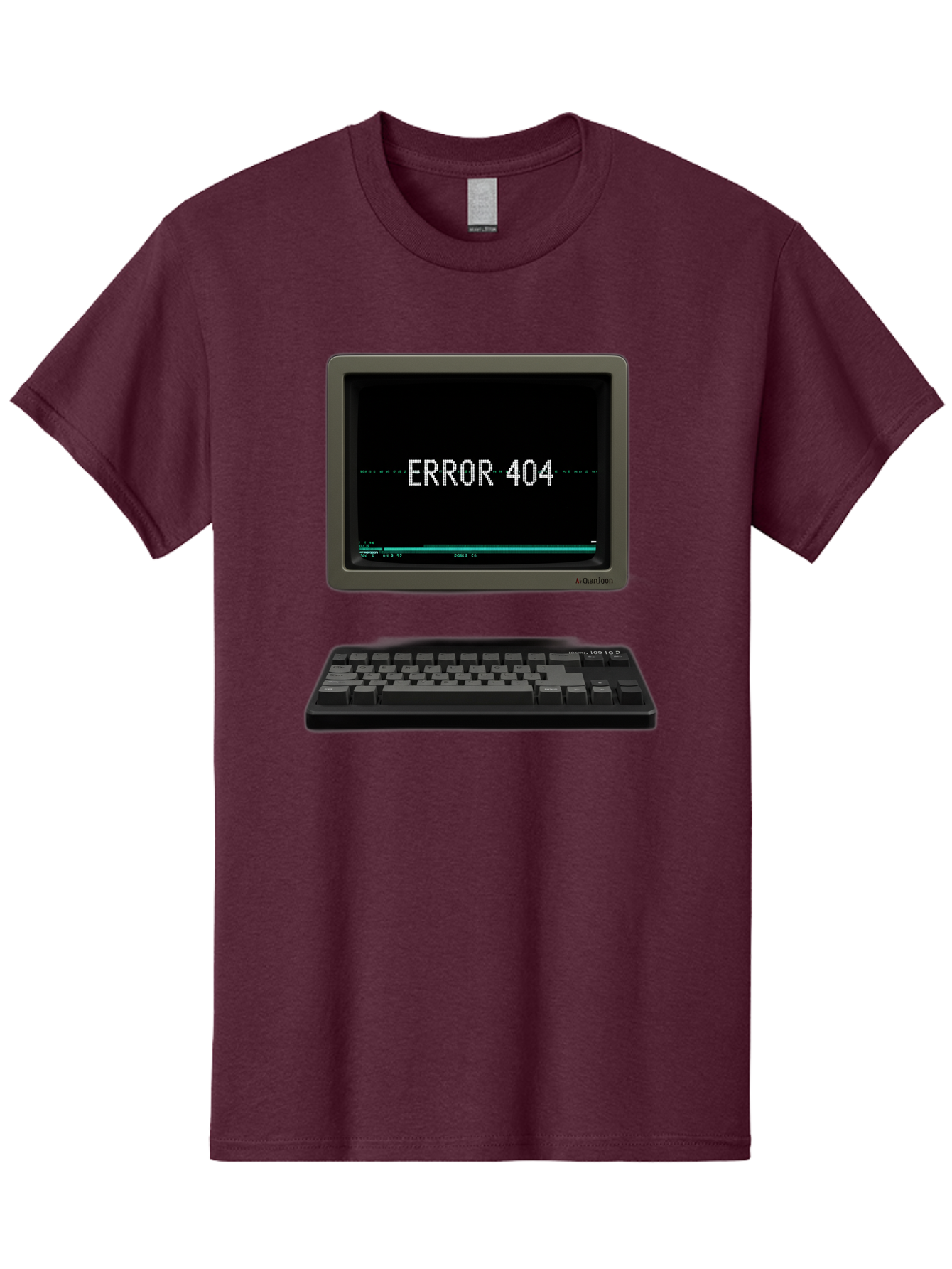 Error-404 Men'S Graphic Tee, 100% Cotton, Comfortable Casual Summer Wear, Machine Washable, Error 404 Message, Computer Monitor, Keyboard, Old Computer, Retro Technology, Error Screen, 404 Page Not Found, Vintage Computer Hardware, Baa652