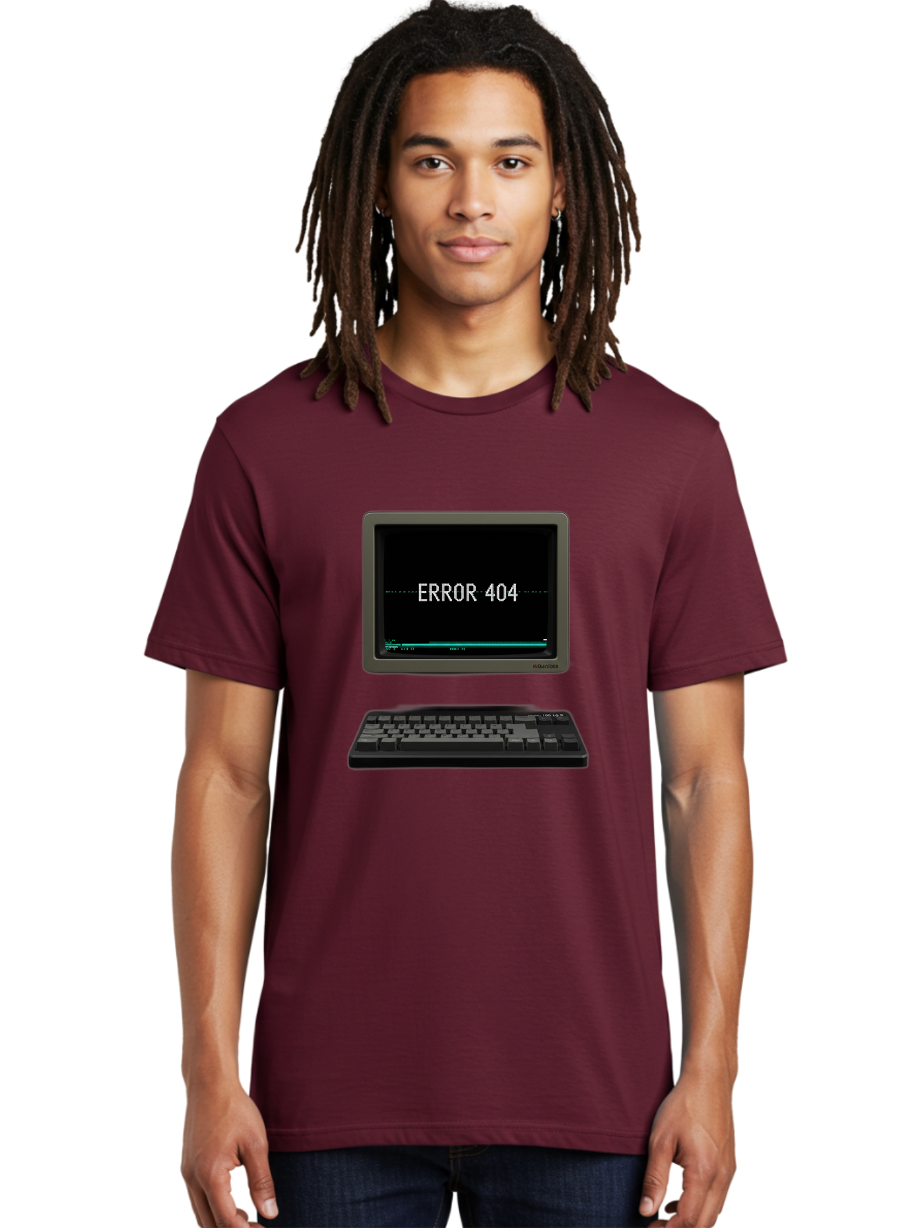 Error-404 Men'S Graphic Tee, 100% Cotton, Comfortable Casual Summer Wear, Machine Washable, Error 404 Message, Computer Monitor, Keyboard, Old Computer, Retro Technology, Error Screen, 404 Page Not Found, Vintage Computer Hardware, Baa652