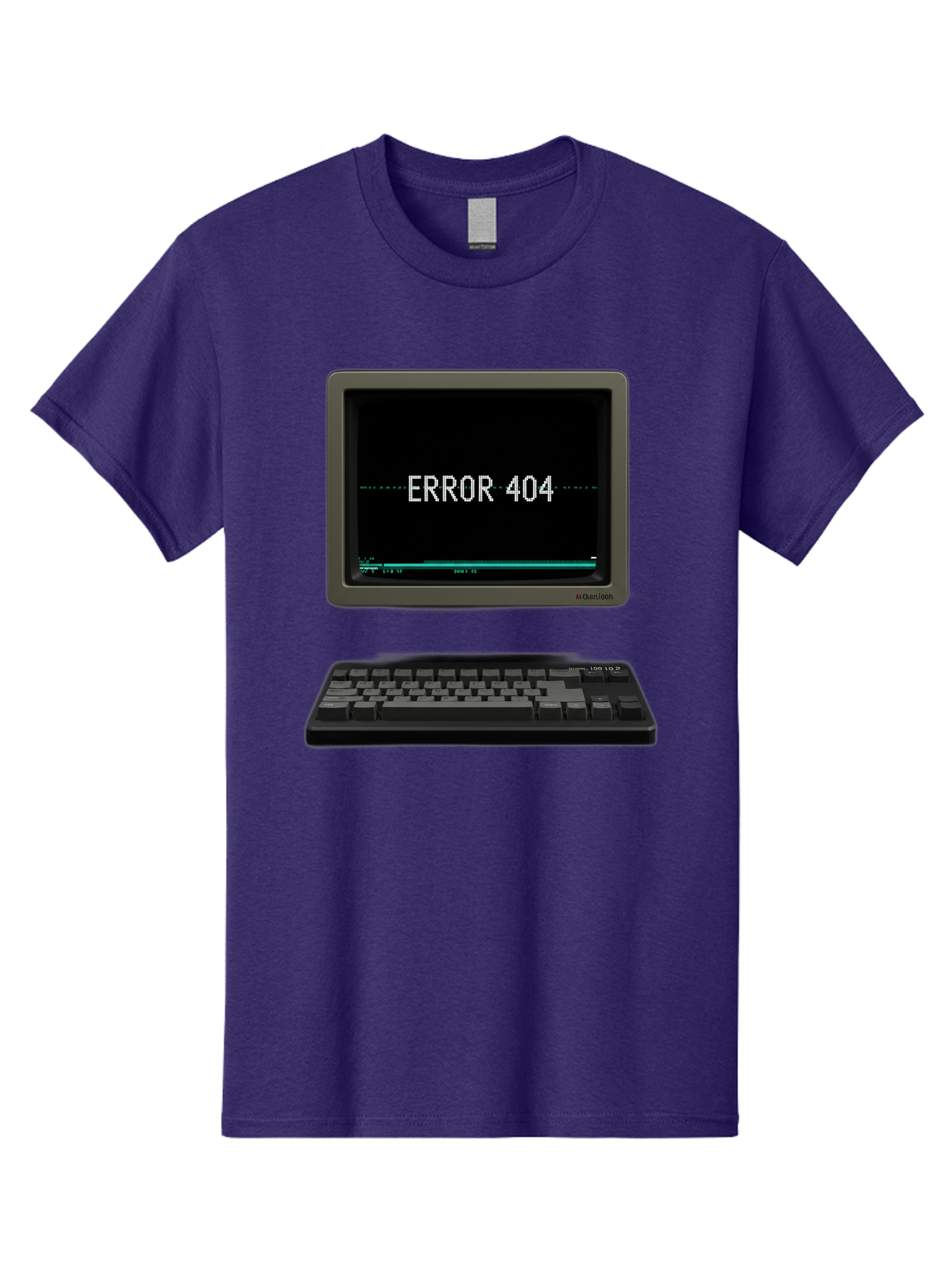 Error-404 Men'S Graphic Tee, 100% Cotton, Comfortable Casual Summer Wear, Machine Washable, Error 404 Message, Computer Monitor, Keyboard, Old Computer, Retro Technology, Error Screen, 404 Page Not Found, Vintage Computer Hardware, Baa652