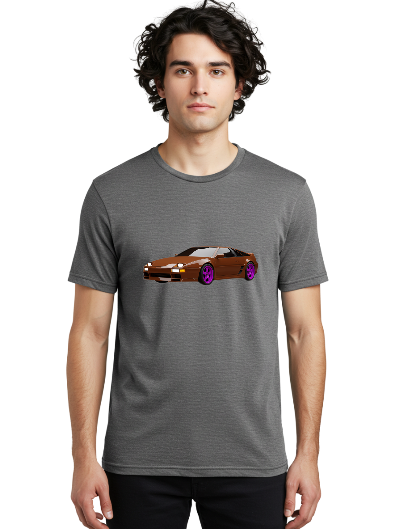 Ferrari-288-Gto-1 Men'S Graphic Tee, 100% Cotton, Comfortable Casual Summer Wear, Machine Washable, Ferrari 288 Gto, Sports Car, Luxury Vehicle, Sleek Design, Brown Finish, Purple Rims, High-Performance, Italian Supercar, Exotic Car Baa669