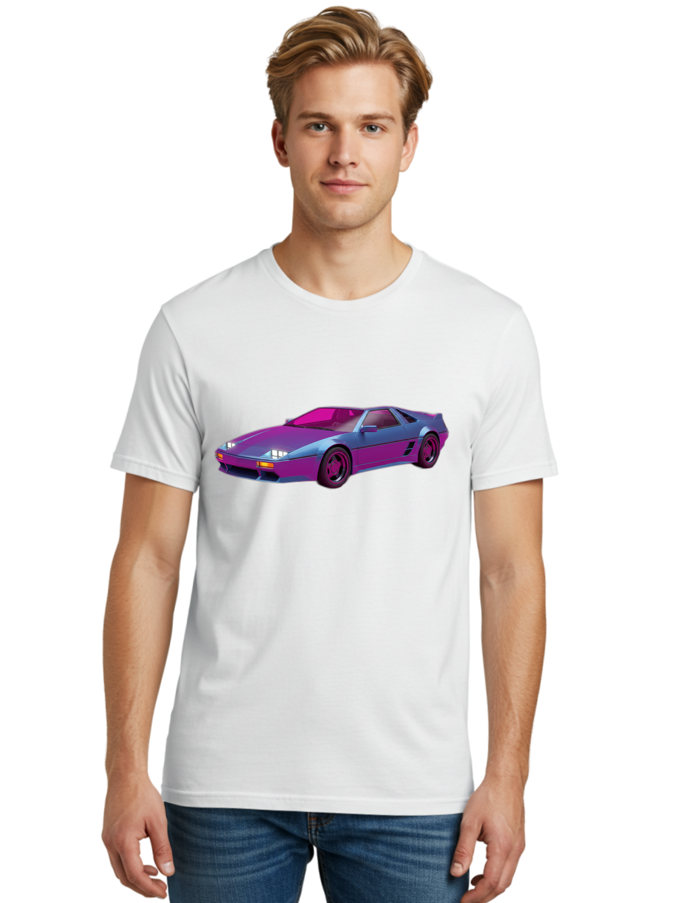 Ferrari-288-Gto Men'S Graphic Tee, 100% Cotton, Comfortable Casual Summer Wear, Machine Washable, Ferrari 288 Gto, Sports Car, Sleek Design, Vibrant Colors, Purple And Pink Gradient, Luxury Vehicle, High-Performance Car, Classic Ferrari Model, Baa670