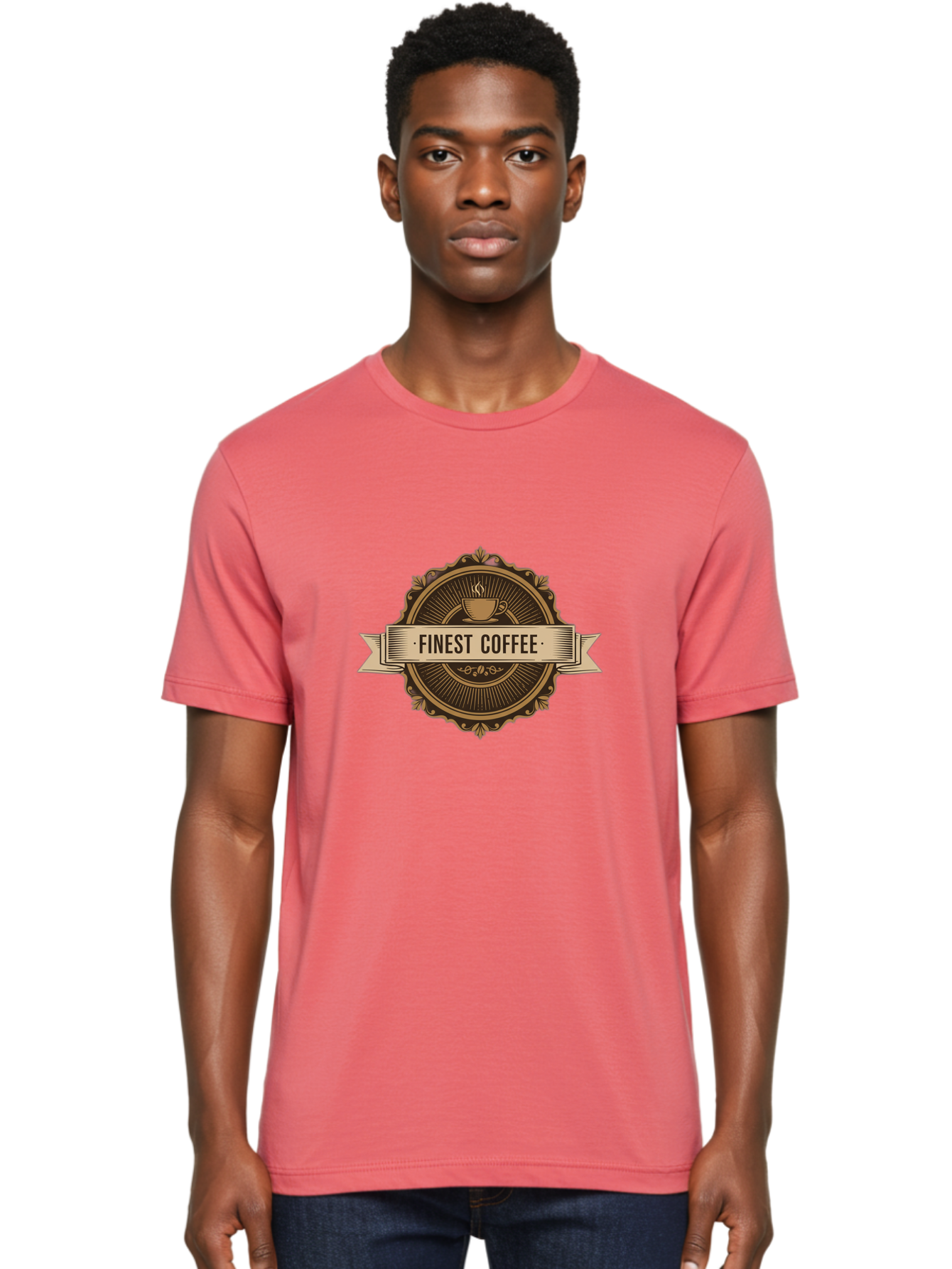 Finest-Coffee Men'S Graphic Tee, 100% Cotton, Comfortable Casual Summer Wear, Machine Washable, Finest Coffee, Coffee Logo, Gourmet Coffee, Vintage Coffee Label, Coffee Branding, Coffee Emblem, Coffee Badge Baa671