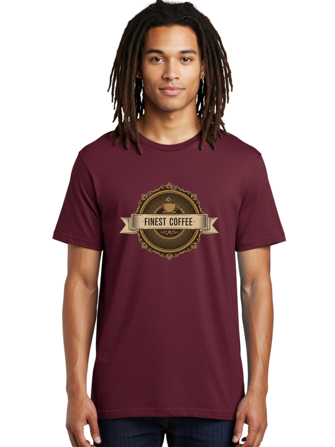 Finest-Coffee Men'S Graphic Tee, 100% Cotton, Comfortable Casual Summer Wear, Machine Washable, Finest Coffee, Coffee Logo, Gourmet Coffee, Vintage Coffee Label, Coffee Branding, Coffee Emblem, Coffee Badge Baa671