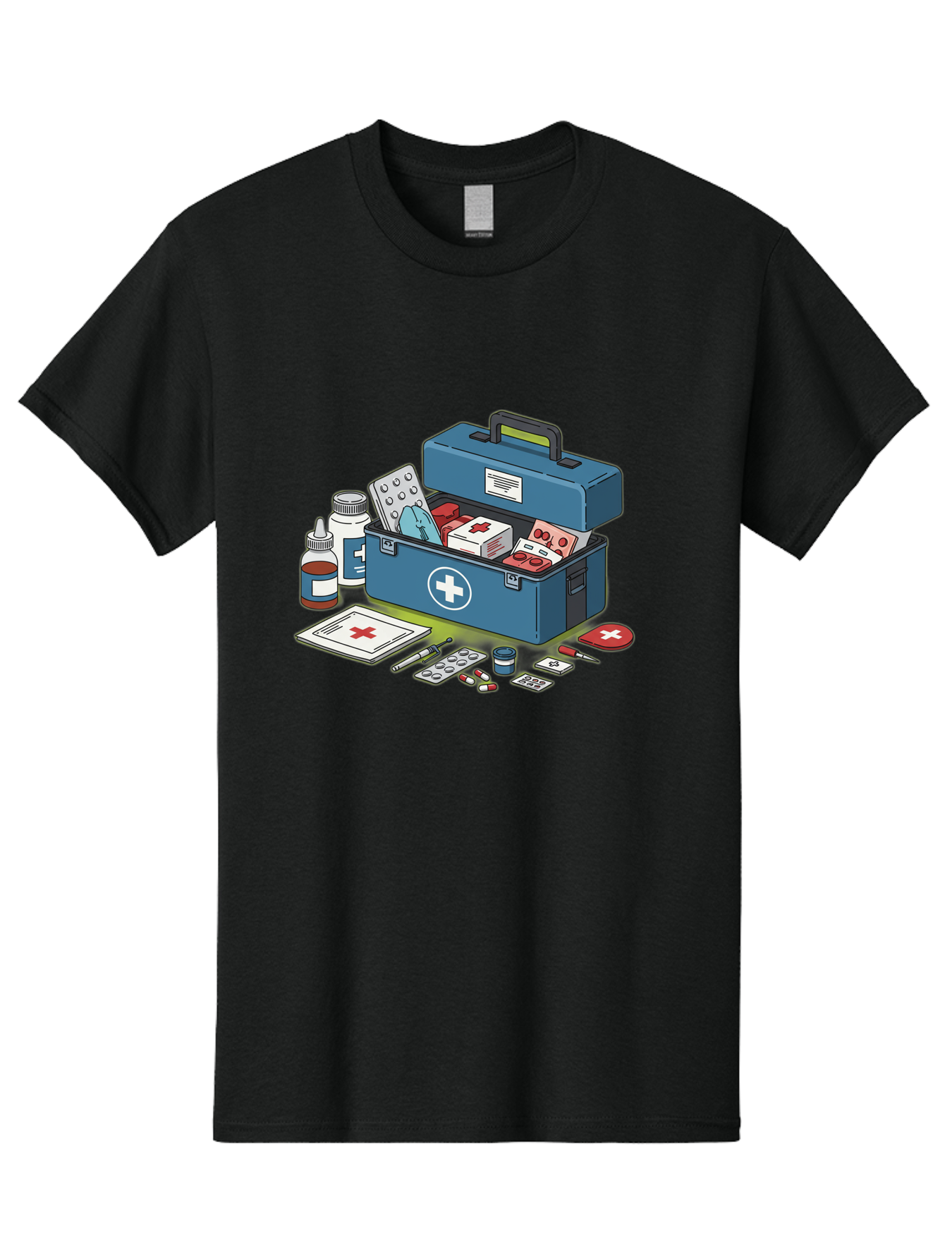 First-Aid-Kit-1 Men'S Graphic Tee, 100% Cotton, Comfortable Casual Summer Wear, Machine Washable, First Aid Kit, Medical Supplies, Emergency Response, Health Care, Wound Care, Medications, Medical Equipment, Emergency Preparedness Baa672