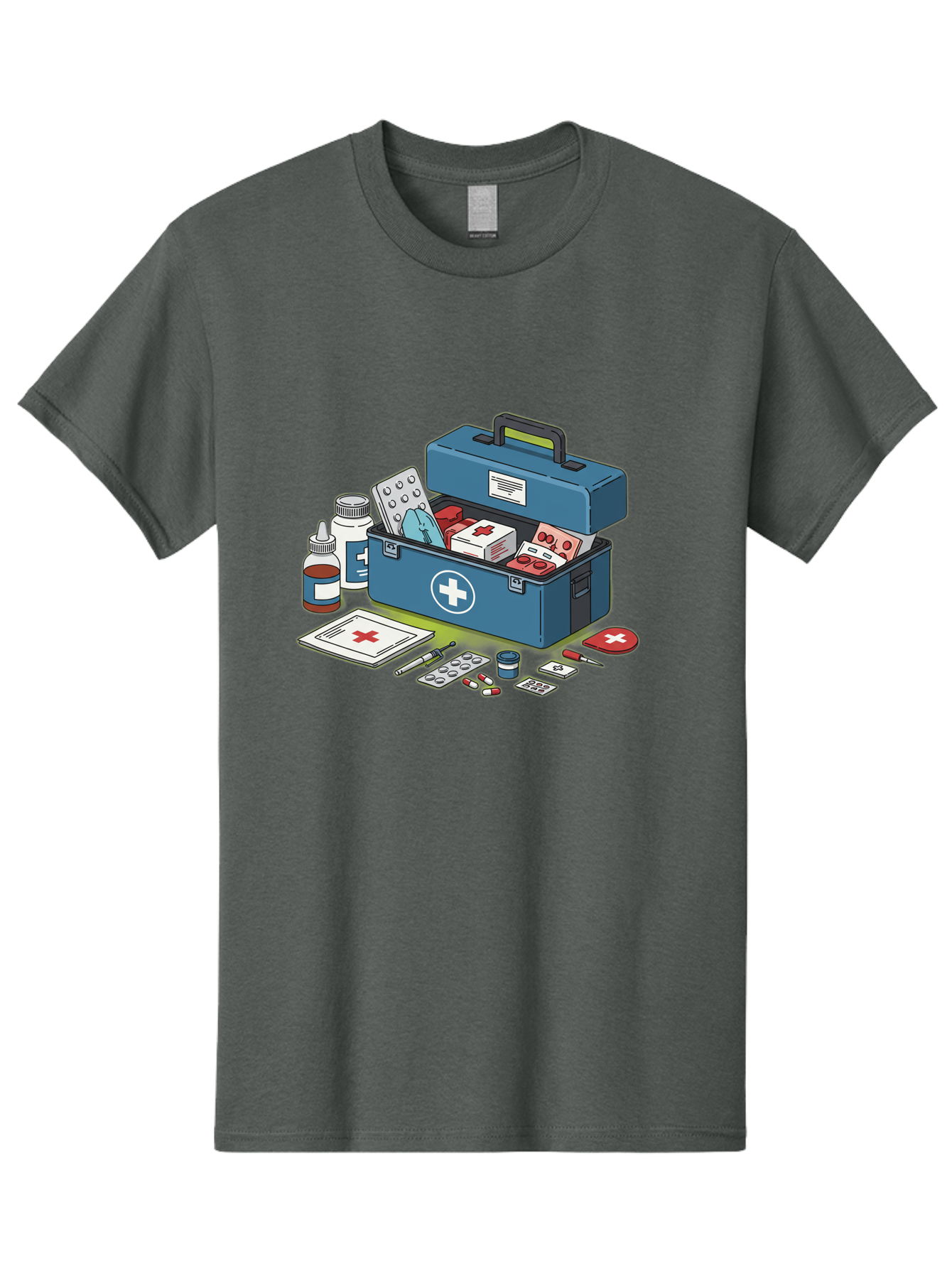 First-Aid-Kit-1 Men'S Graphic Tee, 100% Cotton, Comfortable Casual Summer Wear, Machine Washable, First Aid Kit, Medical Supplies, Emergency Response, Health Care, Wound Care, Medications, Medical Equipment, Emergency Preparedness Baa672