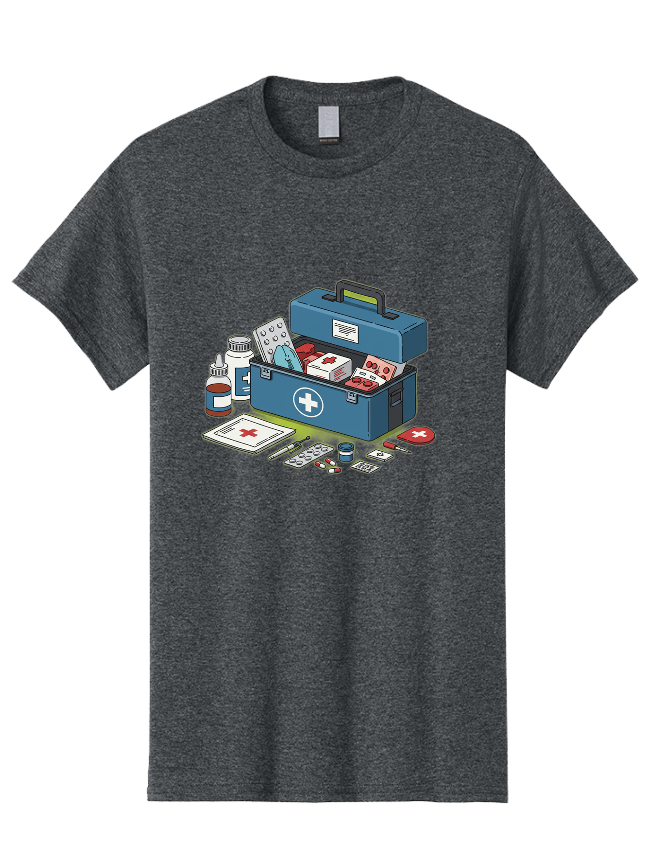 First-Aid-Kit-1 Men'S Graphic Tee, 100% Cotton, Comfortable Casual Summer Wear, Machine Washable, First Aid Kit, Medical Supplies, Emergency Response, Health Care, Wound Care, Medications, Medical Equipment, Emergency Preparedness Baa672