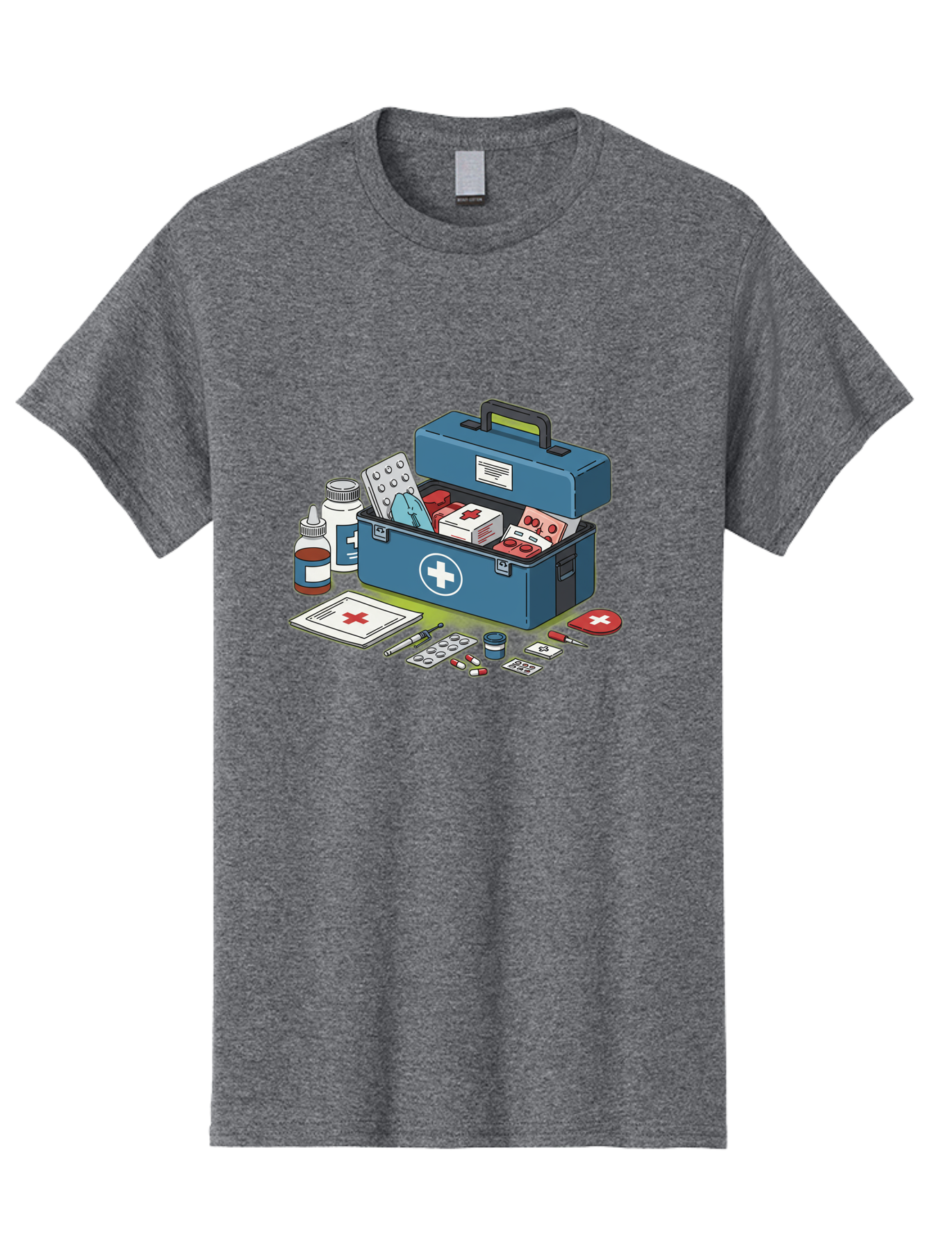 First-Aid-Kit-1 Men'S Graphic Tee, 100% Cotton, Comfortable Casual Summer Wear, Machine Washable, First Aid Kit, Medical Supplies, Emergency Response, Health Care, Wound Care, Medications, Medical Equipment, Emergency Preparedness Baa672