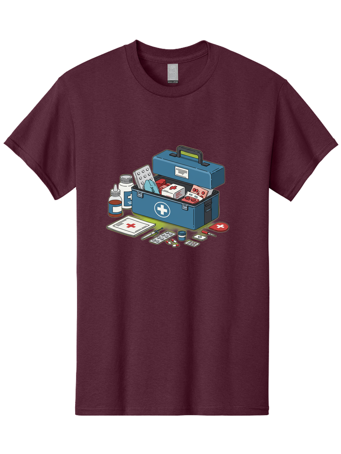 First-Aid-Kit-1 Men'S Graphic Tee, 100% Cotton, Comfortable Casual Summer Wear, Machine Washable, First Aid Kit, Medical Supplies, Emergency Response, Health Care, Wound Care, Medications, Medical Equipment, Emergency Preparedness Baa672