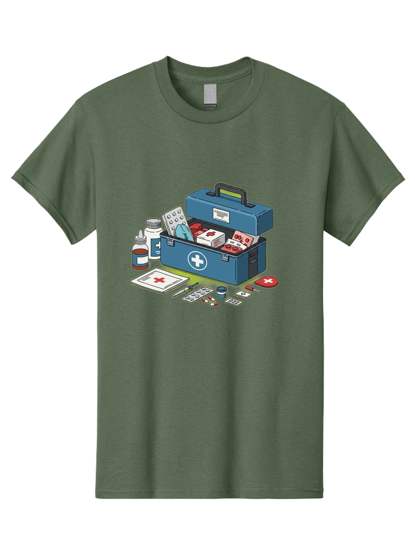 First-Aid-Kit-1 Men'S Graphic Tee, 100% Cotton, Comfortable Casual Summer Wear, Machine Washable, First Aid Kit, Medical Supplies, Emergency Response, Health Care, Wound Care, Medications, Medical Equipment, Emergency Preparedness Baa672