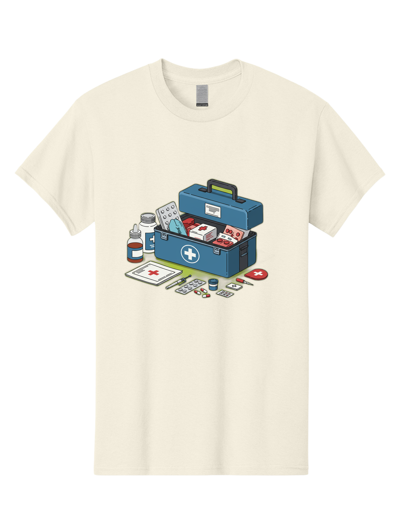 First-Aid-Kit-1 Men'S Graphic Tee, 100% Cotton, Comfortable Casual Summer Wear, Machine Washable, First Aid Kit, Medical Supplies, Emergency Response, Health Care, Wound Care, Medications, Medical Equipment, Emergency Preparedness Baa672
