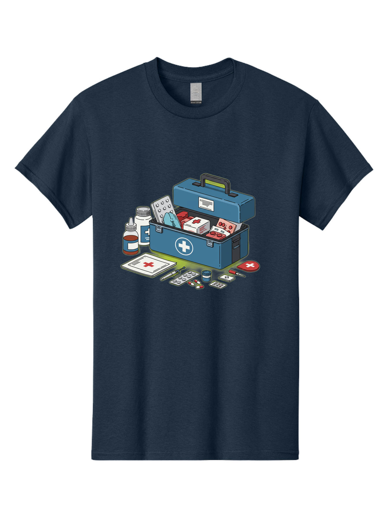 First-Aid-Kit-1 Men'S Graphic Tee, 100% Cotton, Comfortable Casual Summer Wear, Machine Washable, First Aid Kit, Medical Supplies, Emergency Response, Health Care, Wound Care, Medications, Medical Equipment, Emergency Preparedness Baa672
