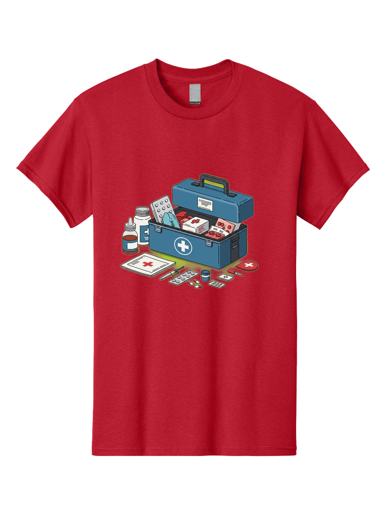 First-Aid-Kit-1 Men'S Graphic Tee, 100% Cotton, Comfortable Casual Summer Wear, Machine Washable, First Aid Kit, Medical Supplies, Emergency Response, Health Care, Wound Care, Medications, Medical Equipment, Emergency Preparedness Baa672