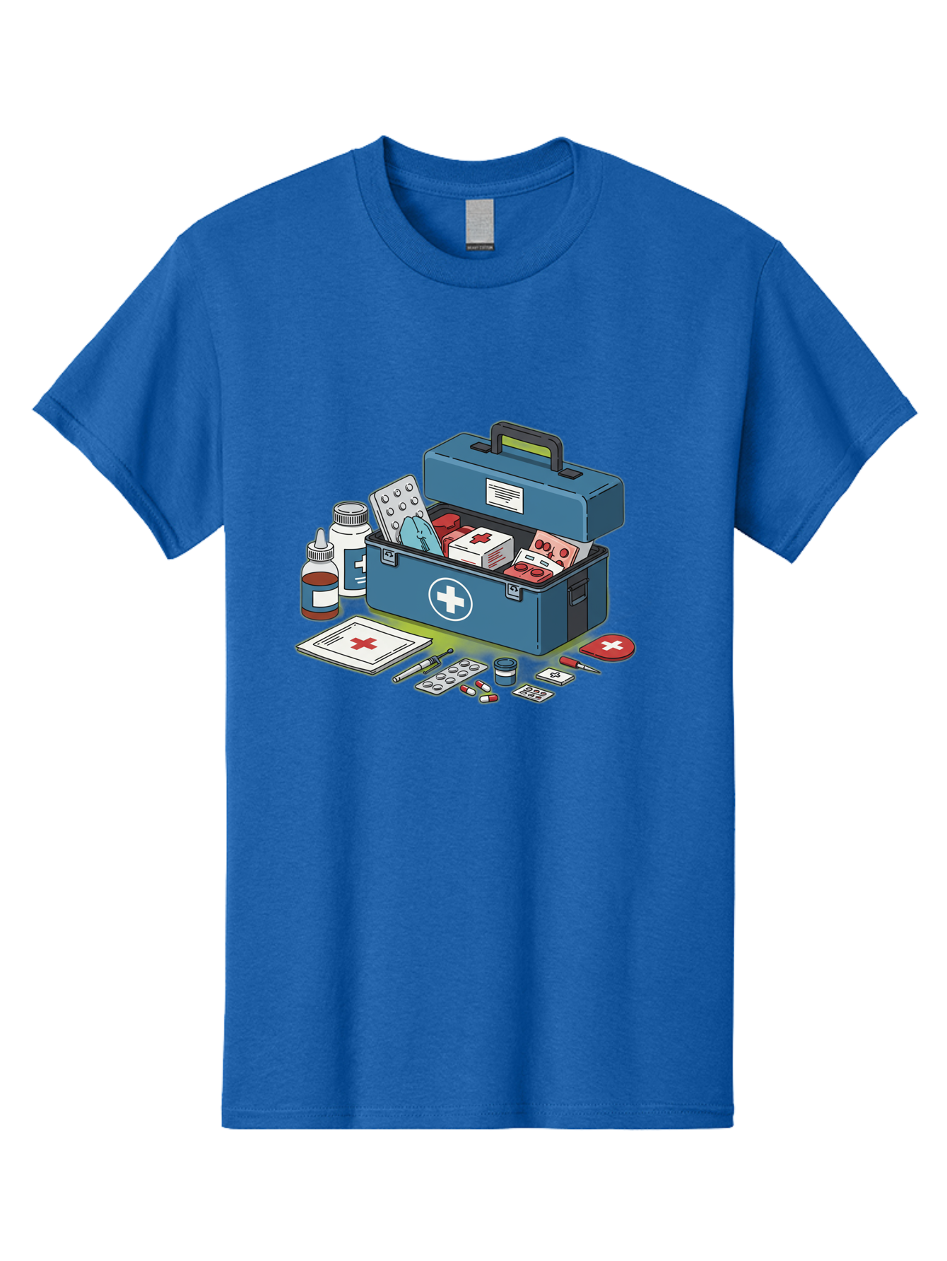 First-Aid-Kit-1 Men'S Graphic Tee, 100% Cotton, Comfortable Casual Summer Wear, Machine Washable, First Aid Kit, Medical Supplies, Emergency Response, Health Care, Wound Care, Medications, Medical Equipment, Emergency Preparedness Baa672