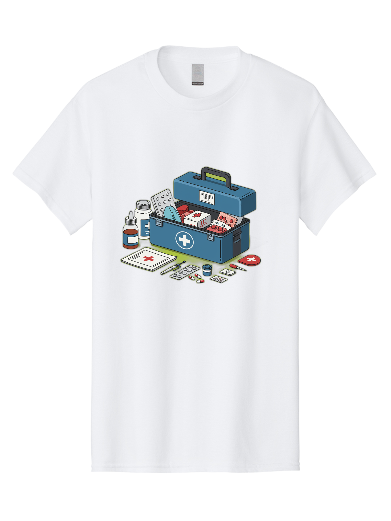 First-Aid-Kit-1 Men'S Graphic Tee, 100% Cotton, Comfortable Casual Summer Wear, Machine Washable, First Aid Kit, Medical Supplies, Emergency Response, Health Care, Wound Care, Medications, Medical Equipment, Emergency Preparedness Baa672