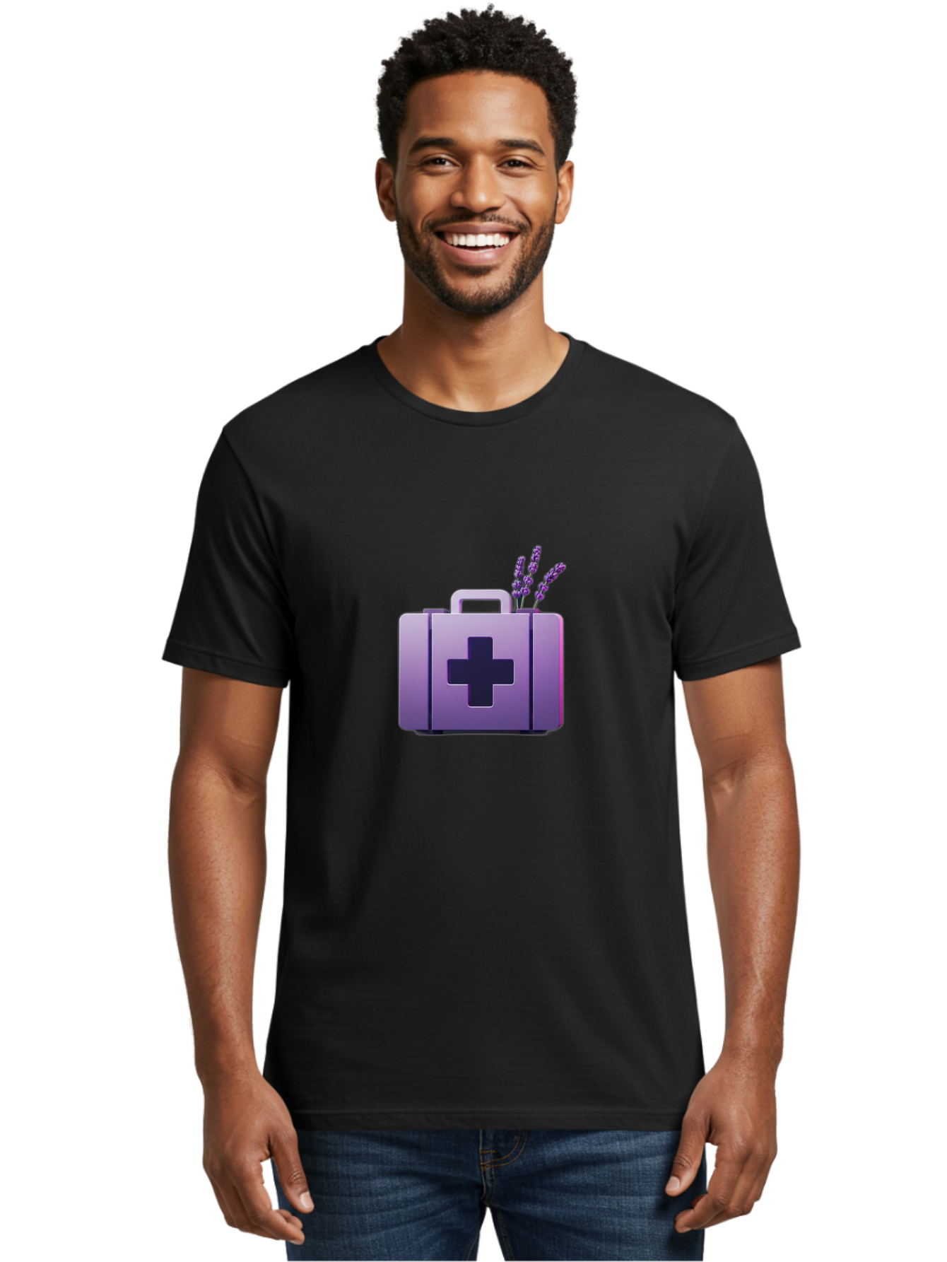 First-Aid-Kit-4 Men'S Graphic Tee, 100% Cotton, Comfortable Casual Summer Wear, Machine Washable, First Aid Kit, Medical Cross, Lavender Flowers, Natural Remedies, Health And Wellness, Alternative Medicine, Calming Effects, Herbal Therapy Baa678