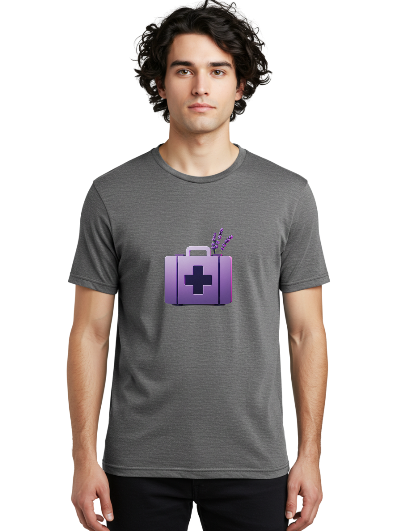 First-Aid-Kit-4 Men'S Graphic Tee, 100% Cotton, Comfortable Casual Summer Wear, Machine Washable, First Aid Kit, Medical Cross, Lavender Flowers, Natural Remedies, Health And Wellness, Alternative Medicine, Calming Effects, Herbal Therapy Baa678