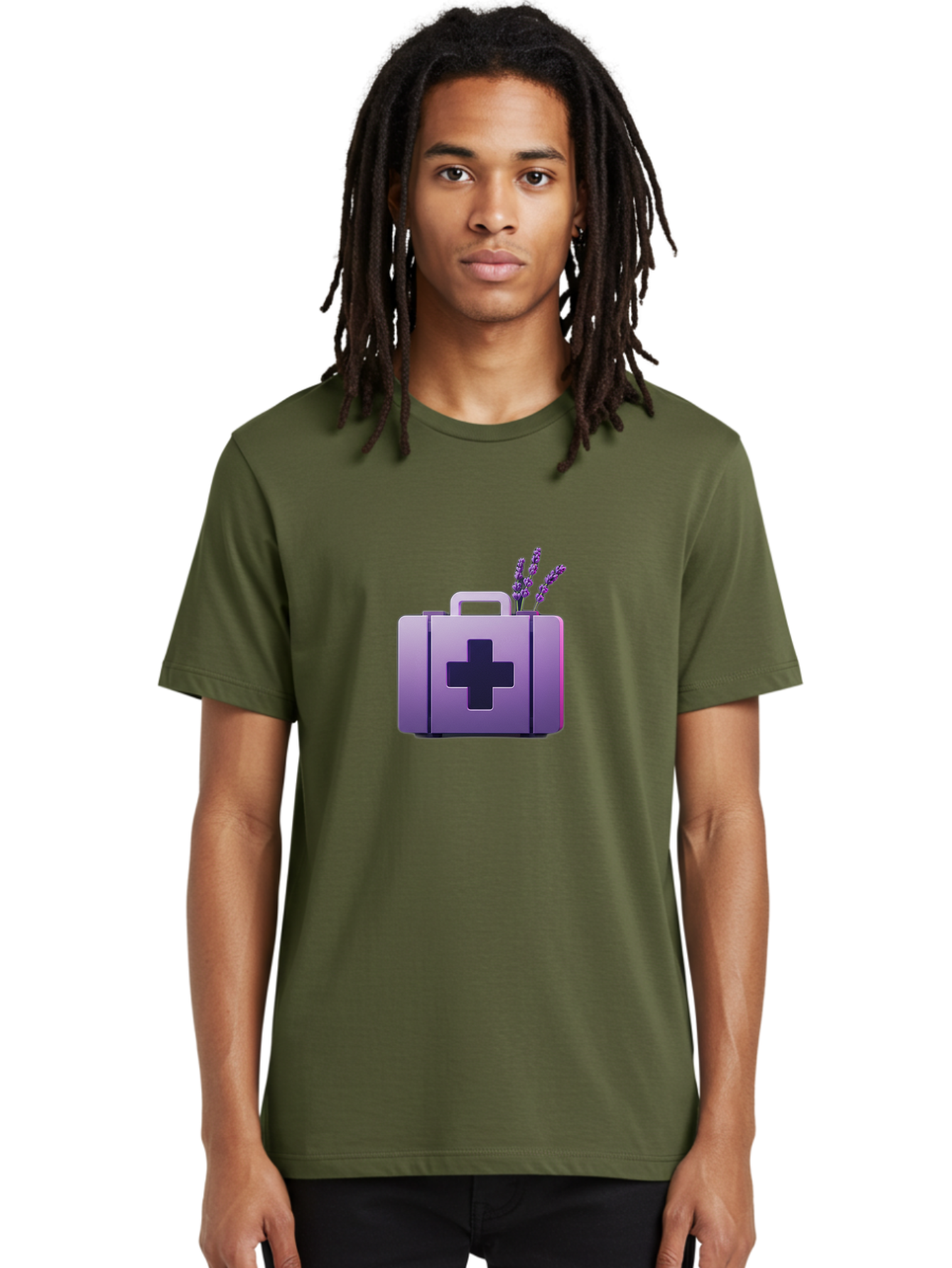 First-Aid-Kit-4 Men'S Graphic Tee, 100% Cotton, Comfortable Casual Summer Wear, Machine Washable, First Aid Kit, Medical Cross, Lavender Flowers, Natural Remedies, Health And Wellness, Alternative Medicine, Calming Effects, Herbal Therapy Baa678