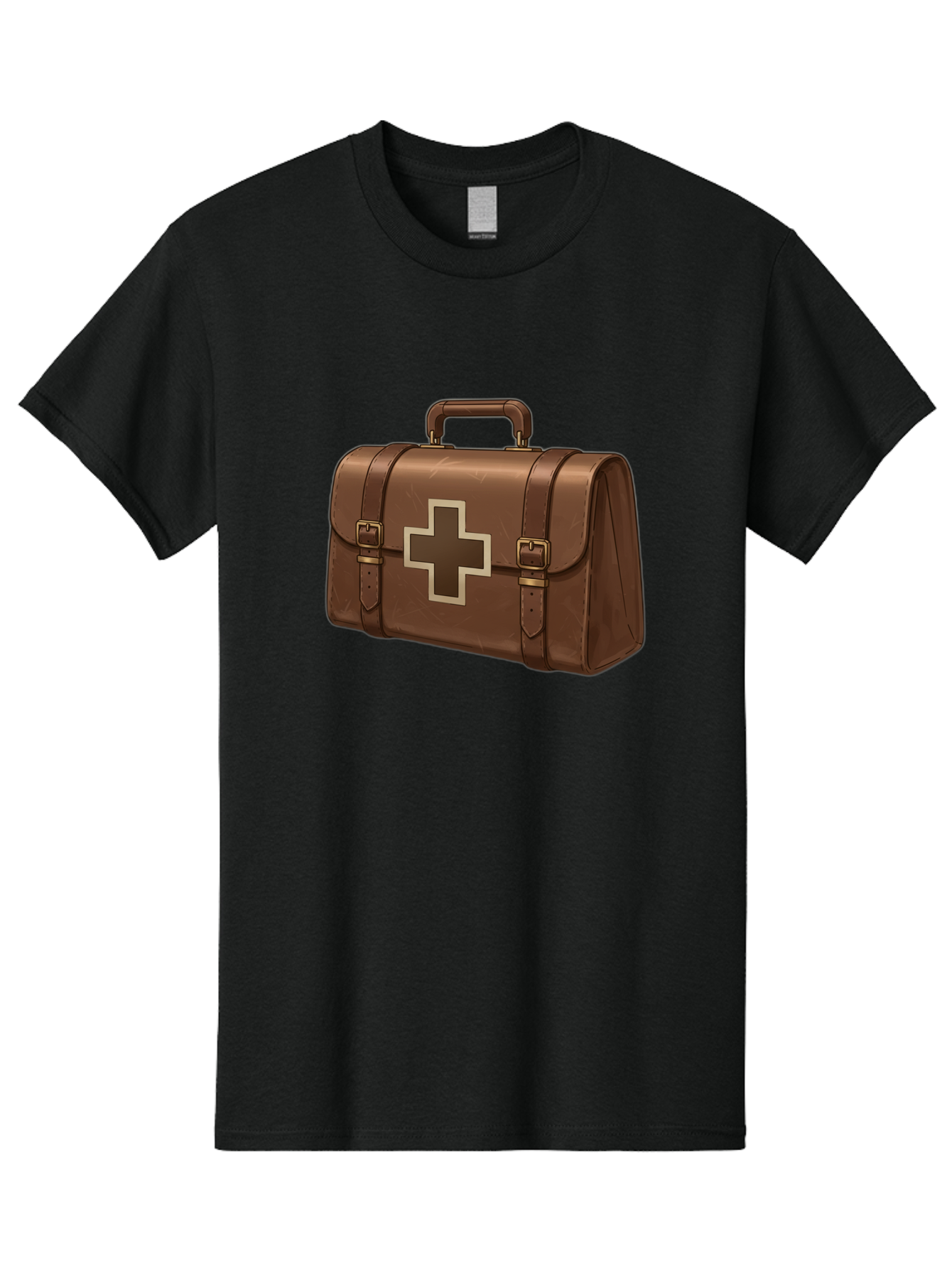 First-Aid-Kit-6 Men'S Graphic Tee, 100% Cotton, Comfortable Casual Summer Wear, Machine Washable, Brown Leather First Aid Kit, Medical Bag, Red Cross Symbol, Emergency Supplies, Healthcare Equipment, Medical Care Baa680