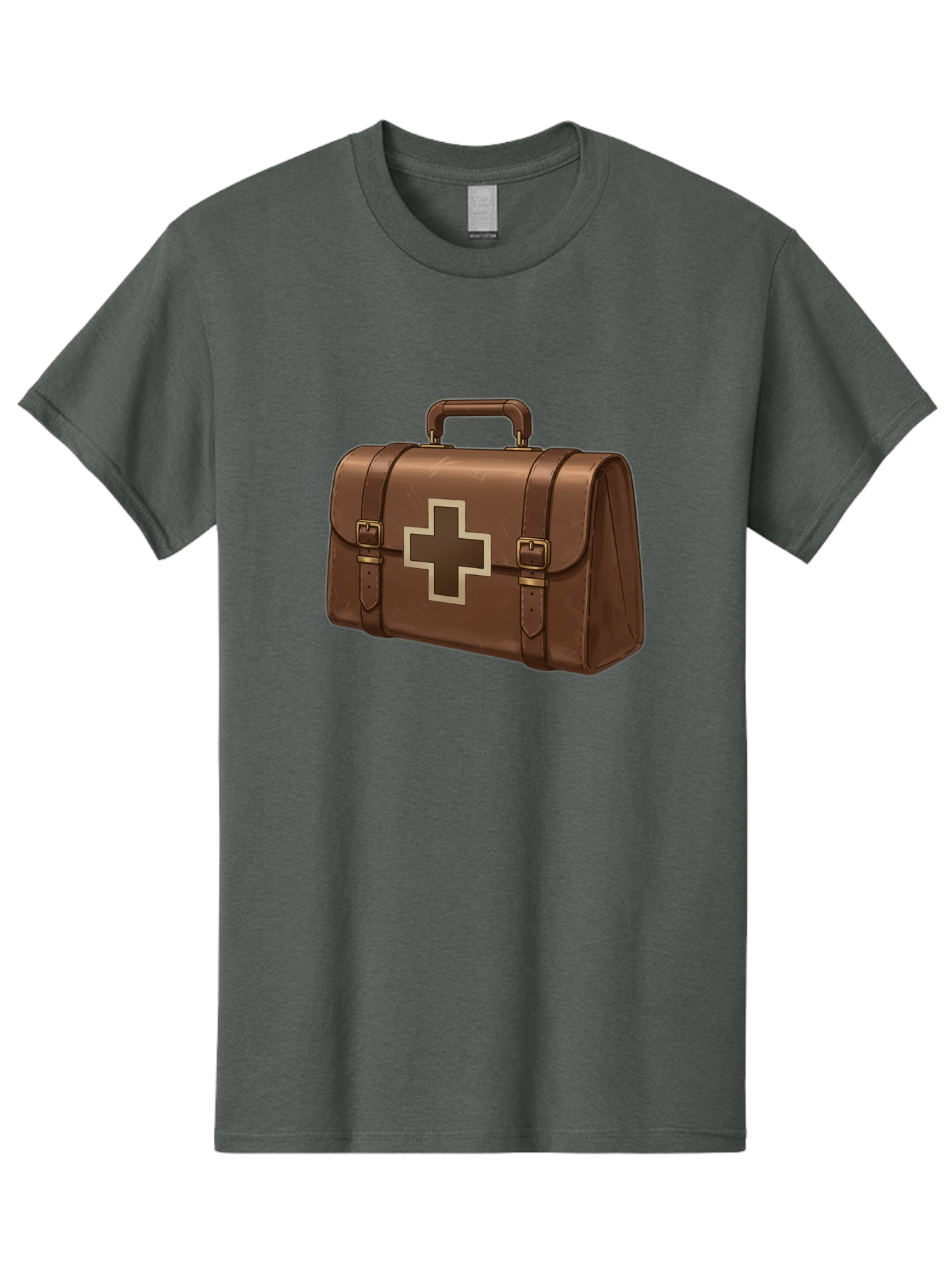 First-Aid-Kit-6 Men'S Graphic Tee, 100% Cotton, Comfortable Casual Summer Wear, Machine Washable, Brown Leather First Aid Kit, Medical Bag, Red Cross Symbol, Emergency Supplies, Healthcare Equipment, Medical Care Baa680