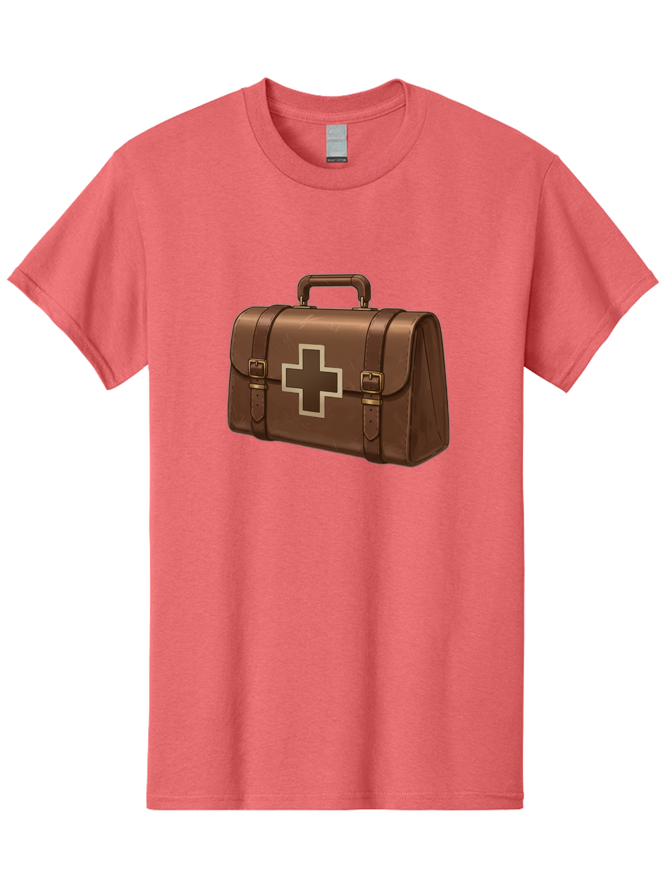 First-Aid-Kit-6 Men'S Graphic Tee, 100% Cotton, Comfortable Casual Summer Wear, Machine Washable, Brown Leather First Aid Kit, Medical Bag, Red Cross Symbol, Emergency Supplies, Healthcare Equipment, Medical Care Baa680